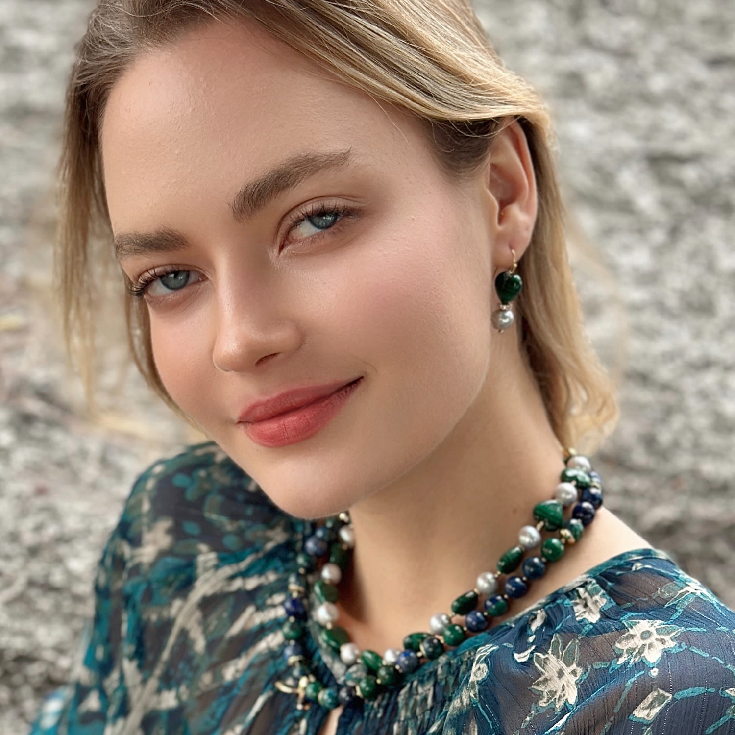 Phoenix Lapis With Butterfly Pendant Necklace