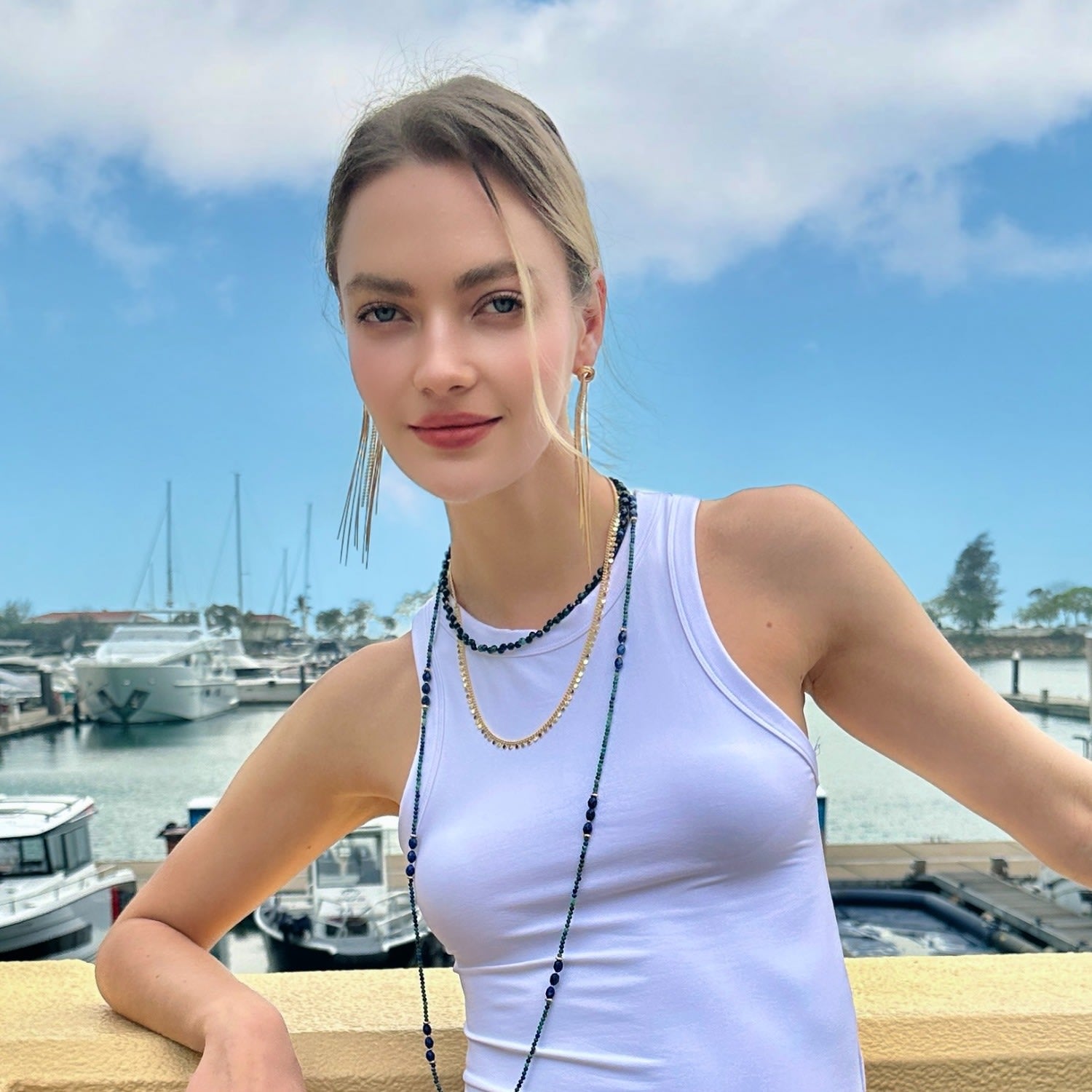 Phoenix Lapis With Chain Double Layers Necklace