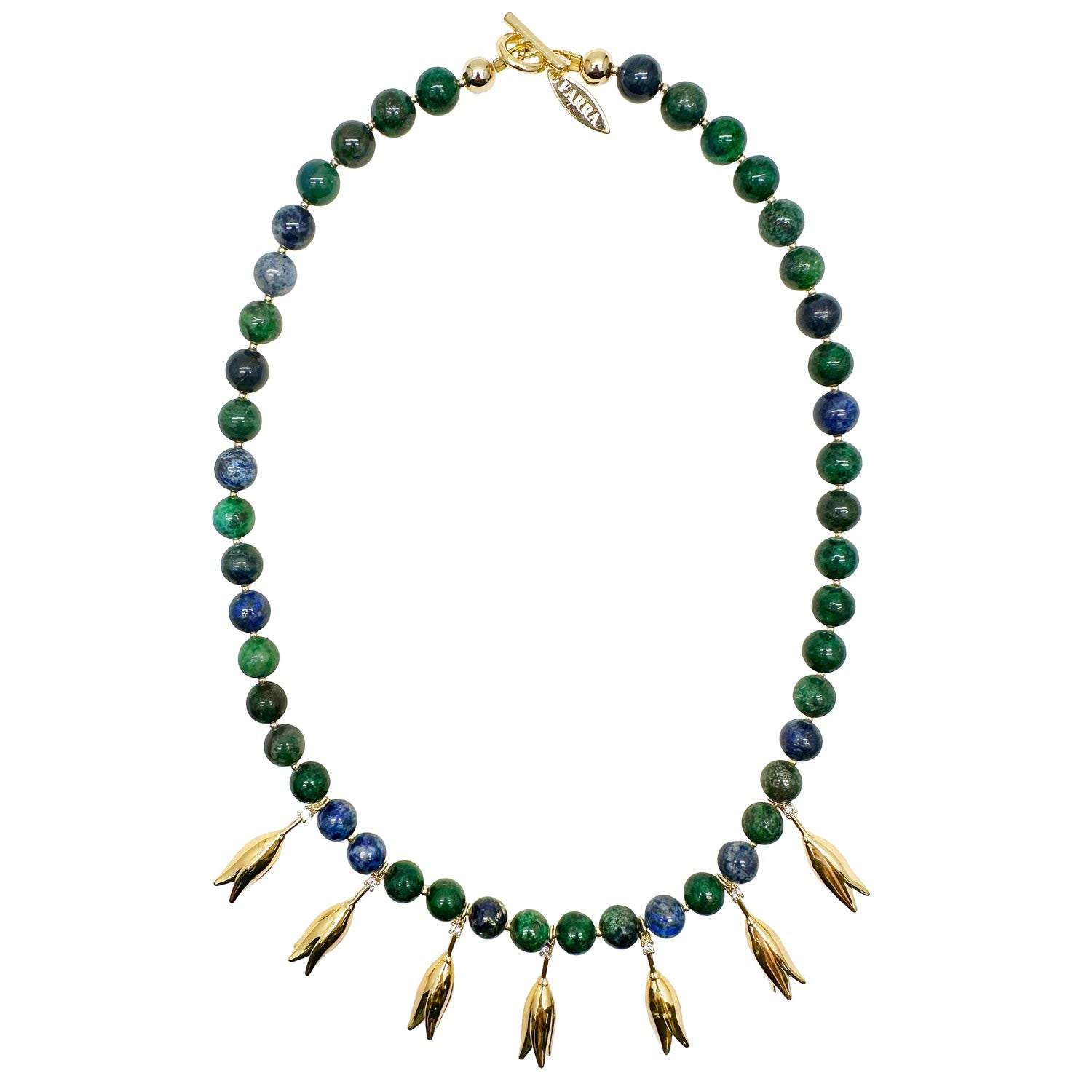 Phoenix Lapis With Flower Pendants Statement Necklace