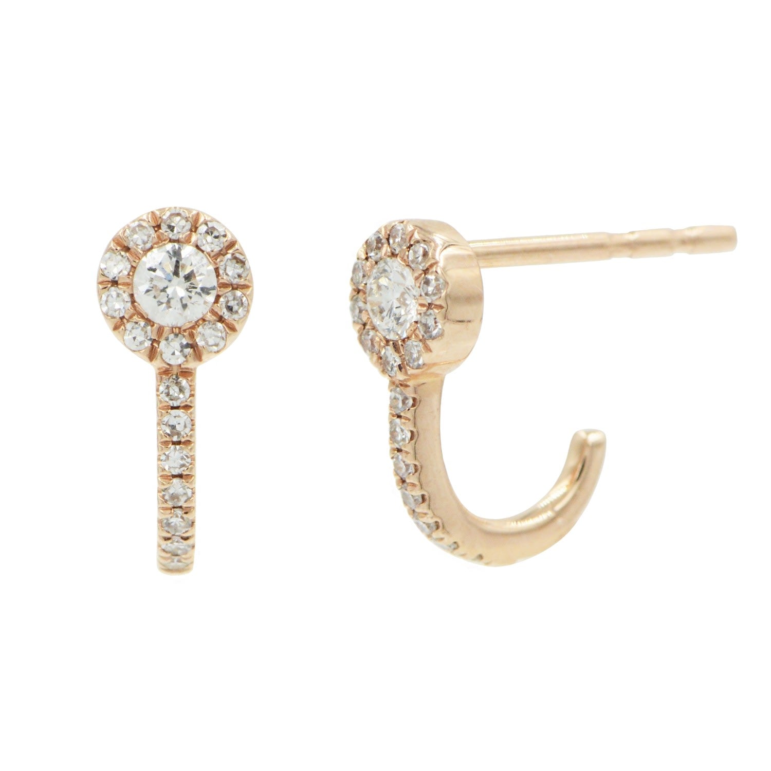 Circle Diamond Huggies - Rose Gold