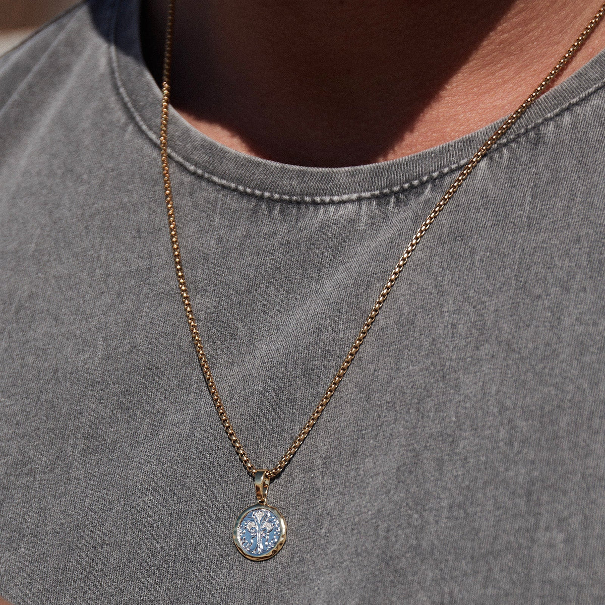Piccolo Mens Charm Necklace Gold