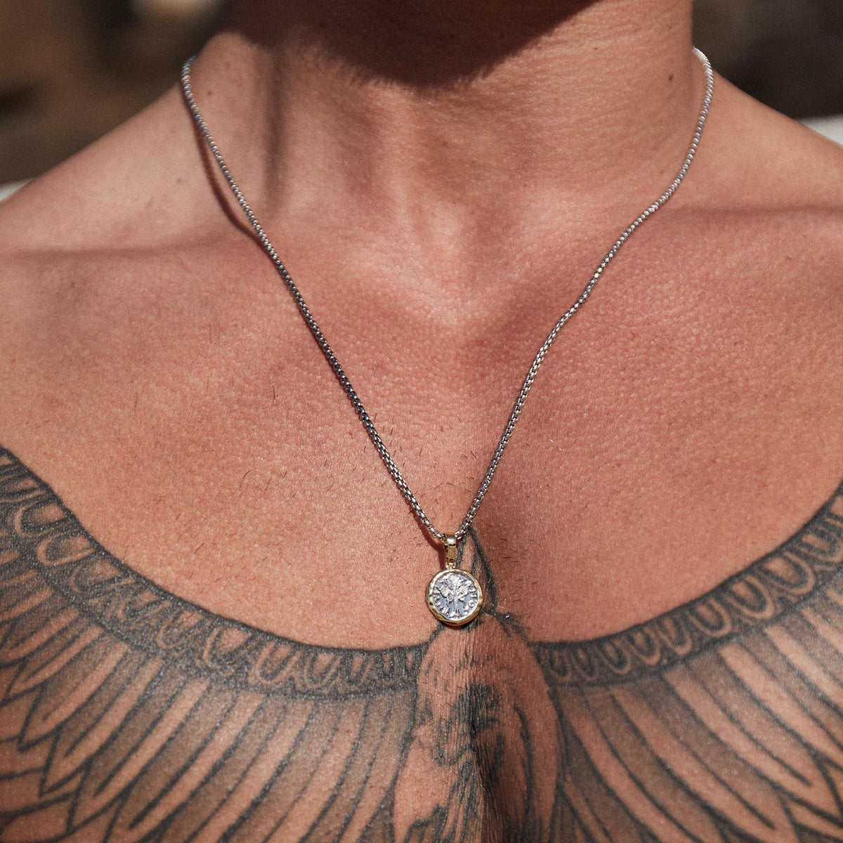Piccolo Mens Charm Necklace Silver