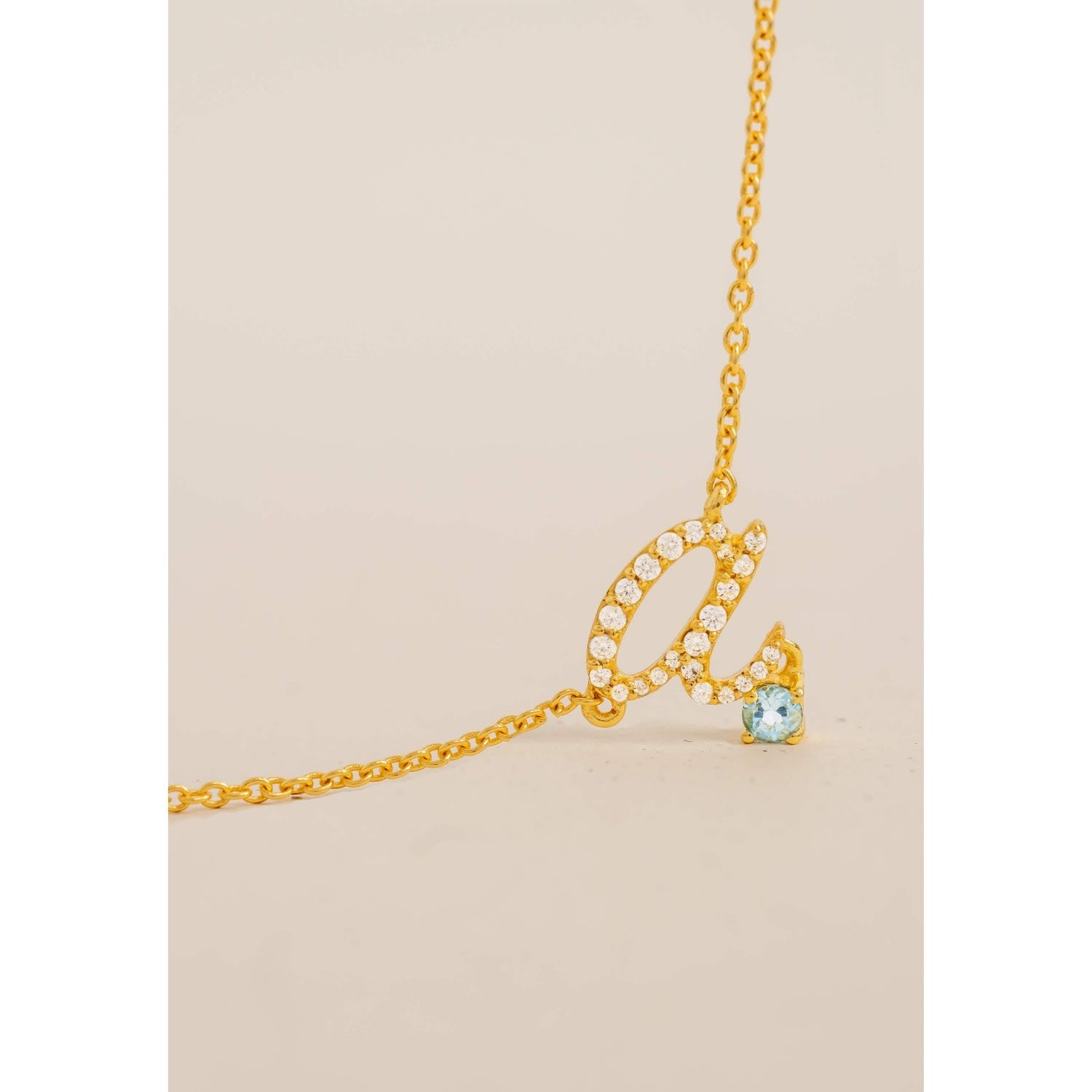Zircon "A" Initial Necklace