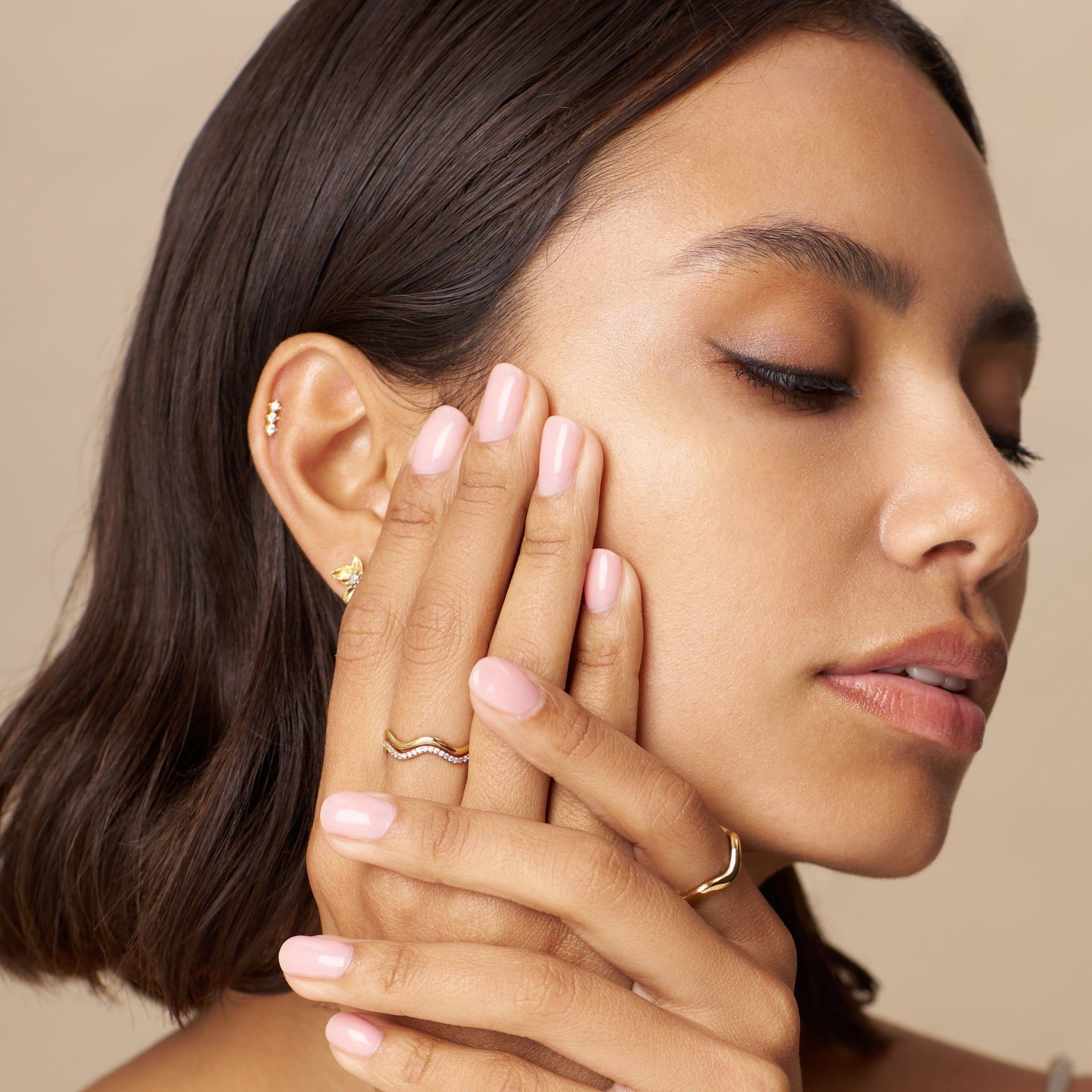 Fine Pave Wave Stacking Ring Set