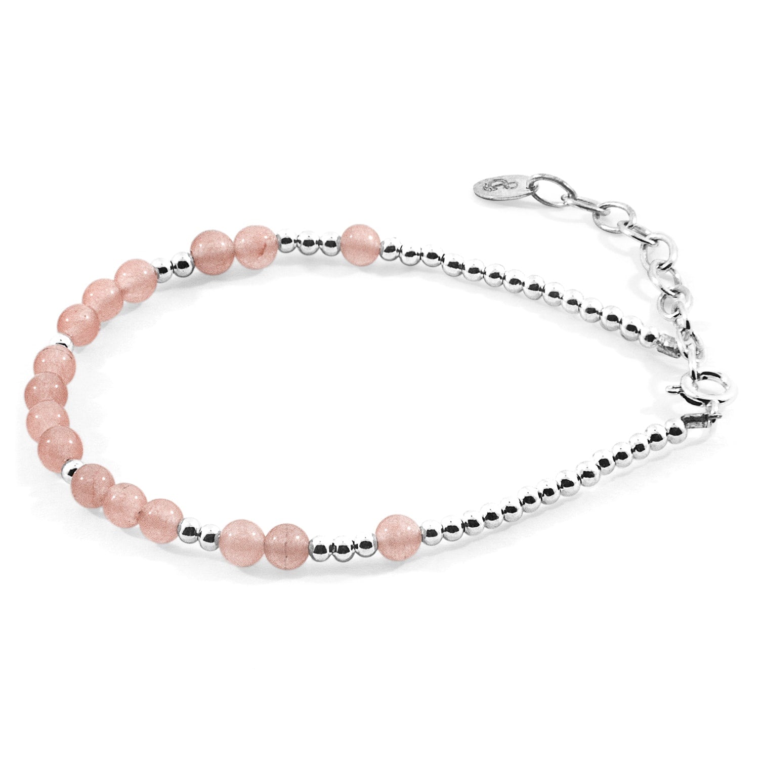 Pink Agate Sienna Silver & Stone Bracelet
