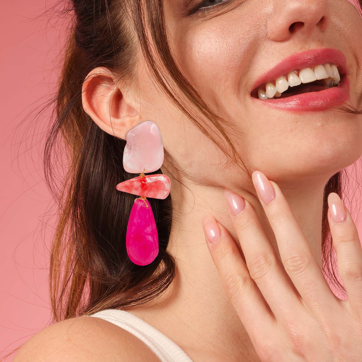 Pink And Orange And Fuschia Rockstar Drop Earrings