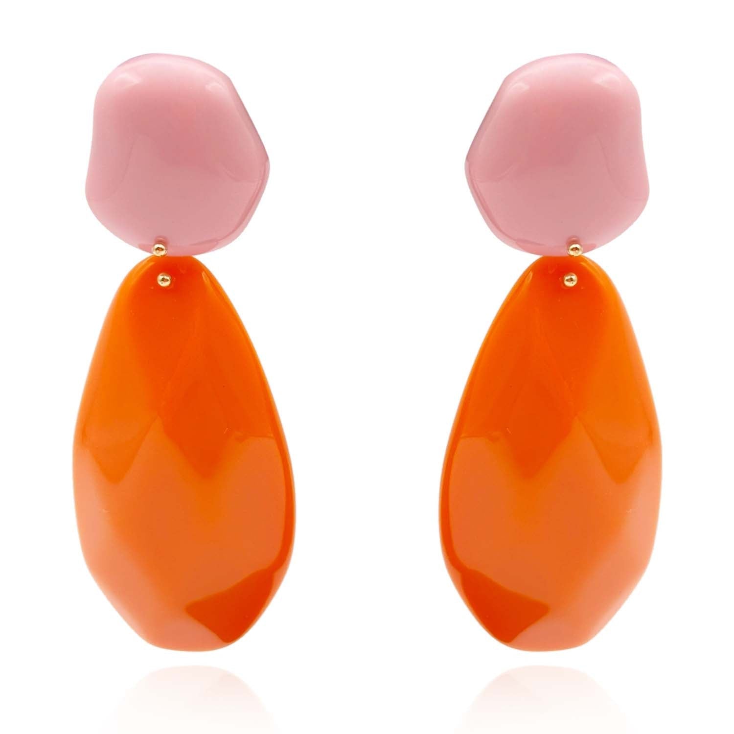 Pink And Orange Pebble Resin Earrings
