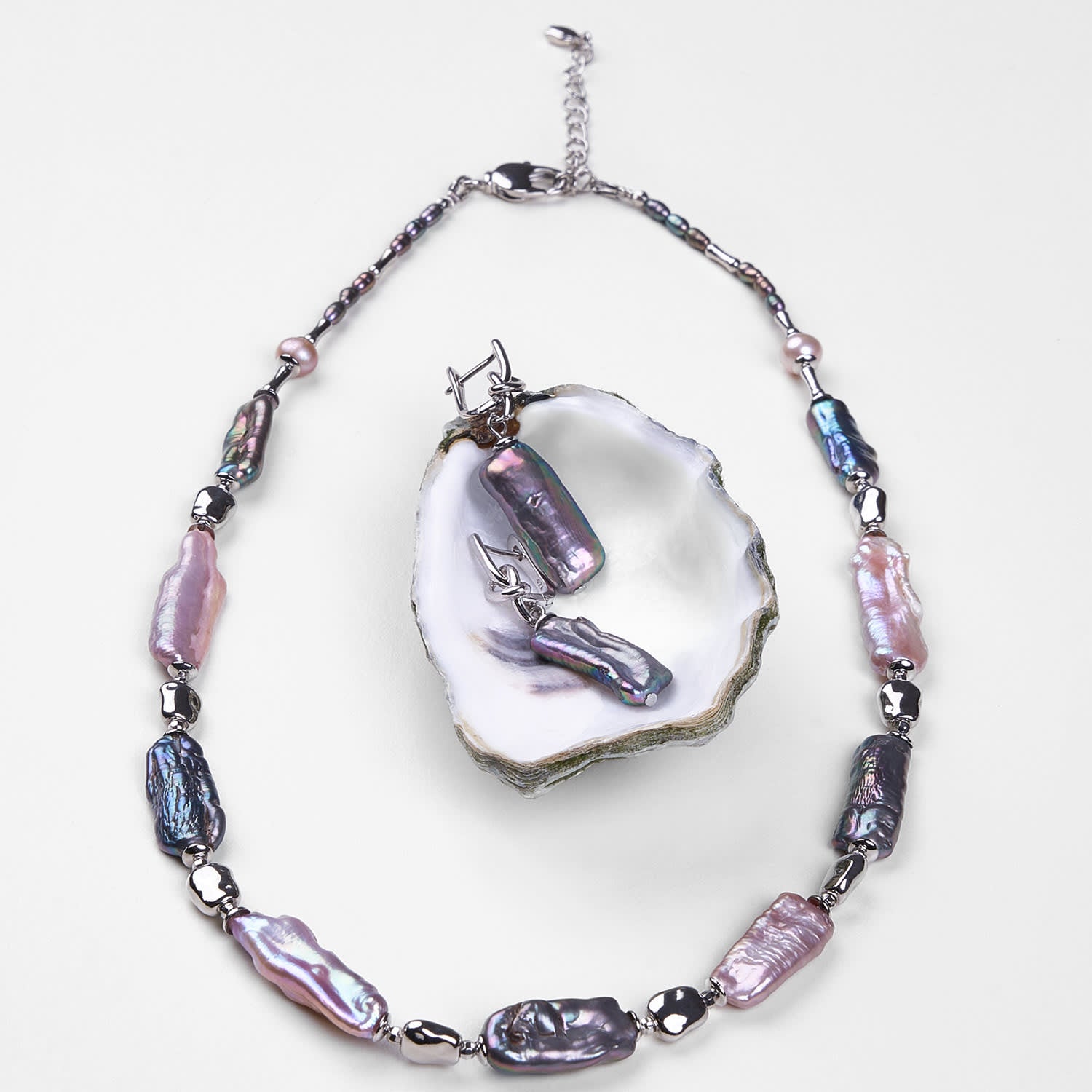 Pink & Black Stick Pearl Necklace