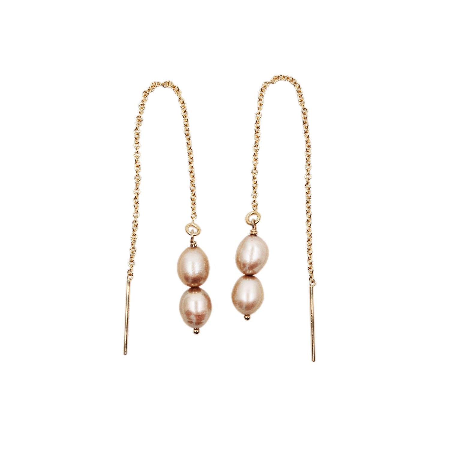 Pink Champagne Droplet Threaders