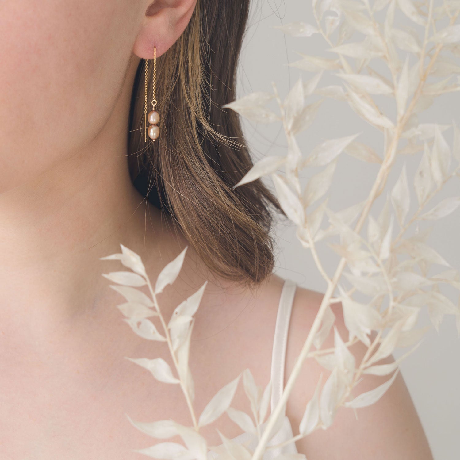 Pink Champagne Droplet Threaders