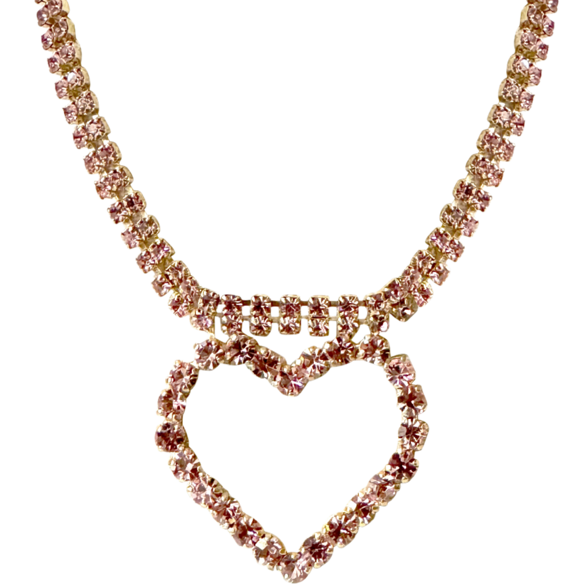 Pink Crystal Heart Necklace