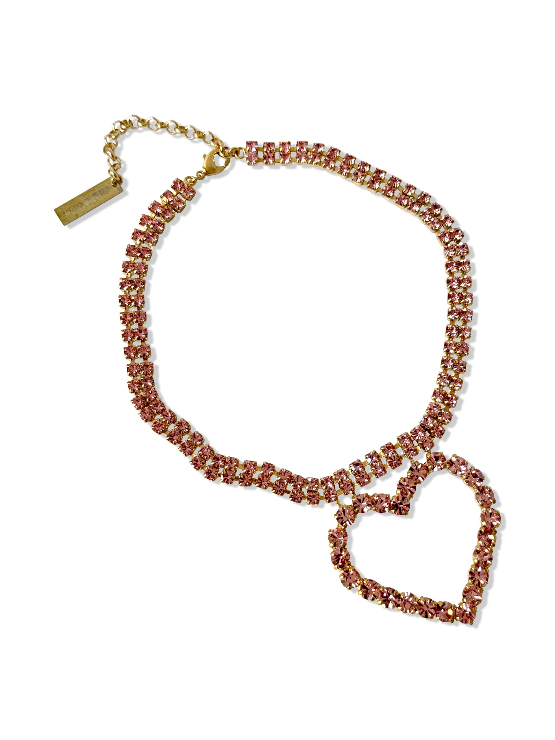 Pink Crystal Heart Necklace