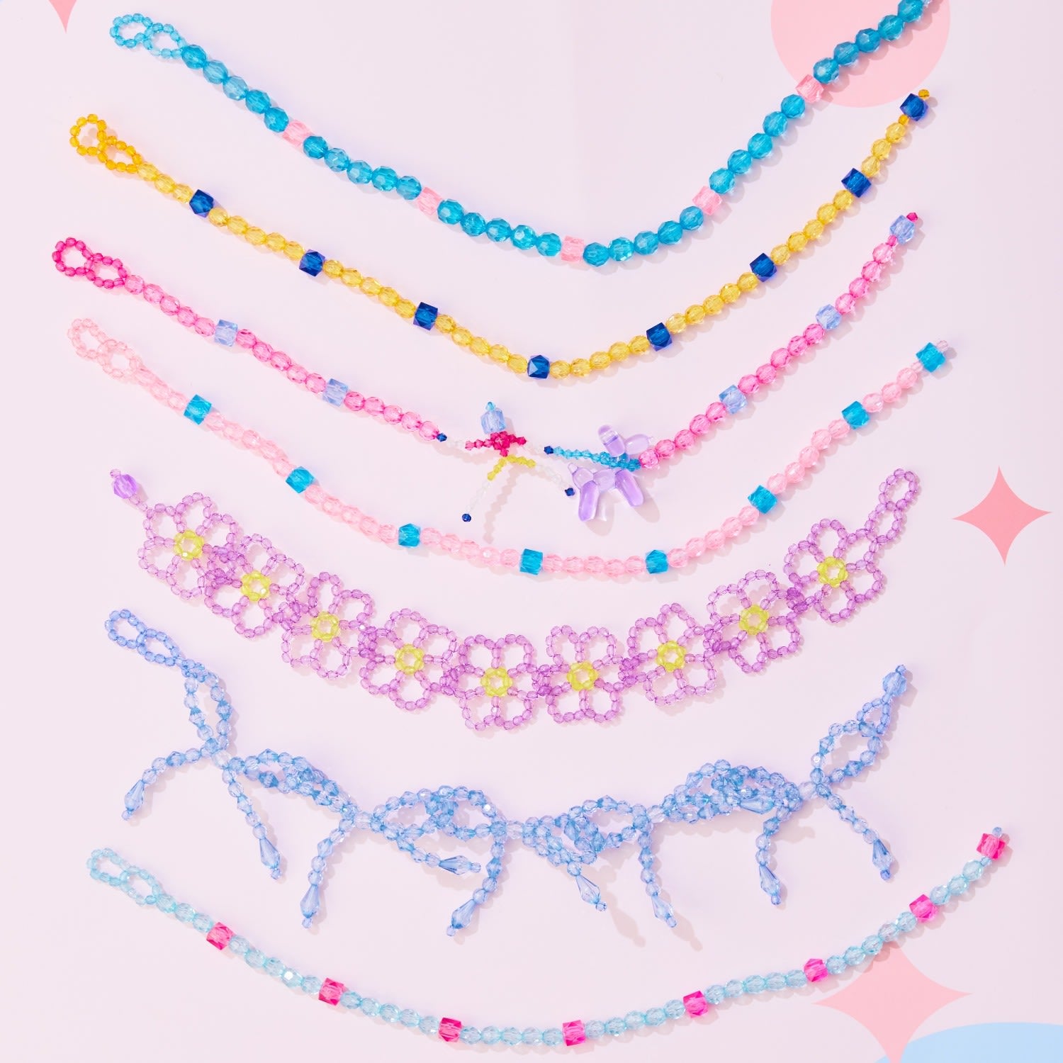 Pink Daily Wear Carnival Bead Necklace