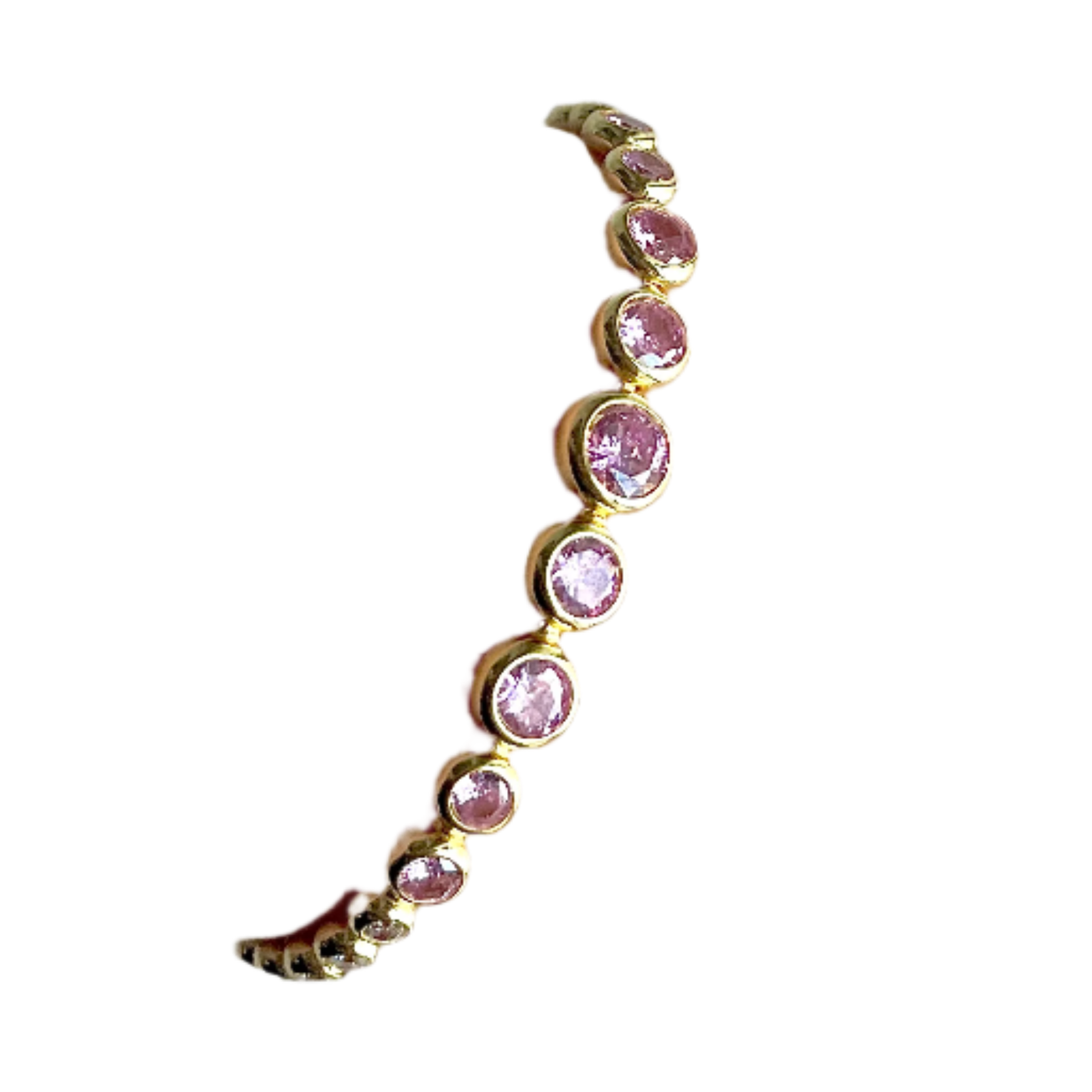 Pink & Diamond Crystal Round Bezel Tennis Bracelet