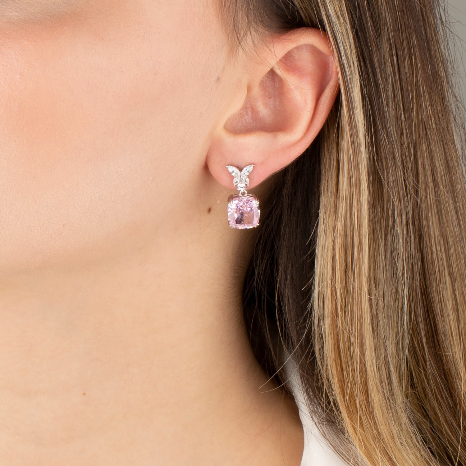 Pink Earring Silver