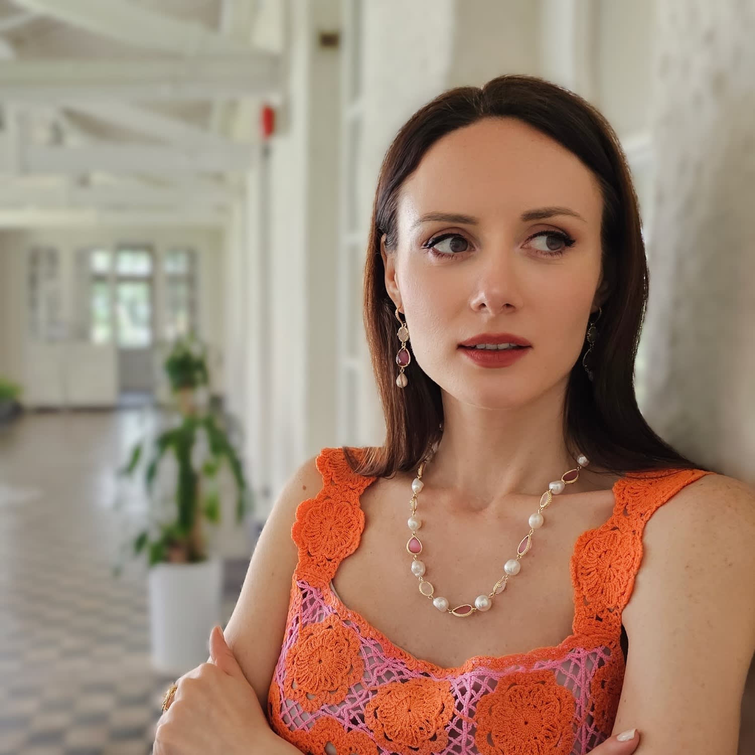 Pink Gemstone With Freshwater Pearls Elegant Necklace