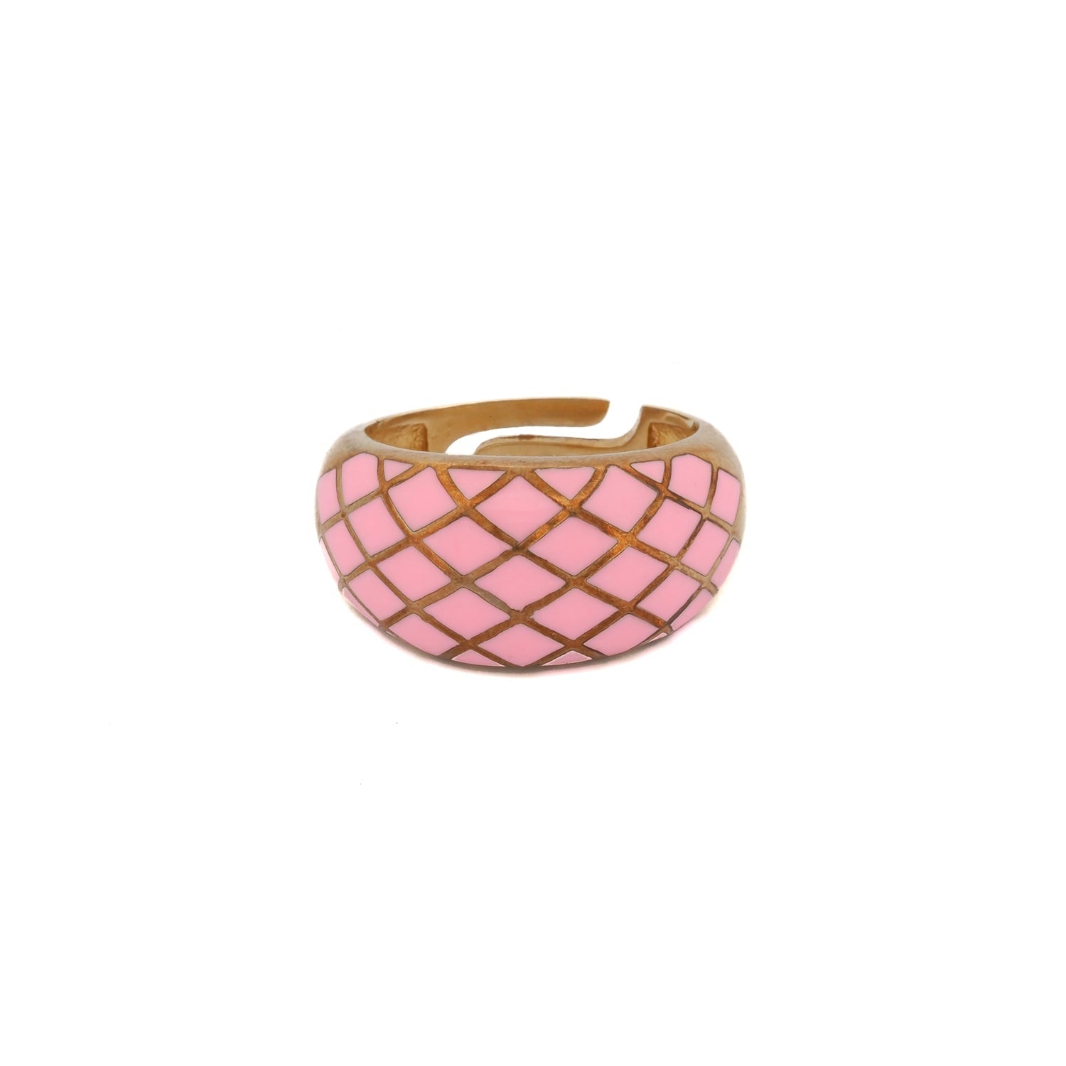 Pink & Gold Adjustable Fashion Ring - Pink