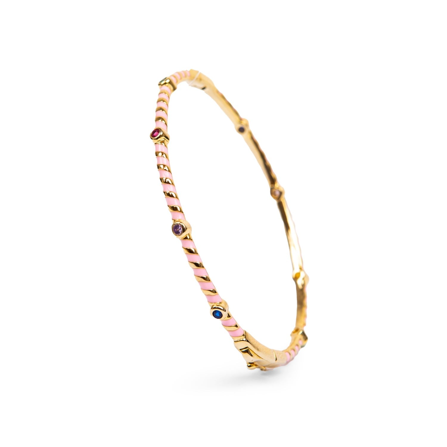 Pink Multicolor Enamel Bracelet - Gold