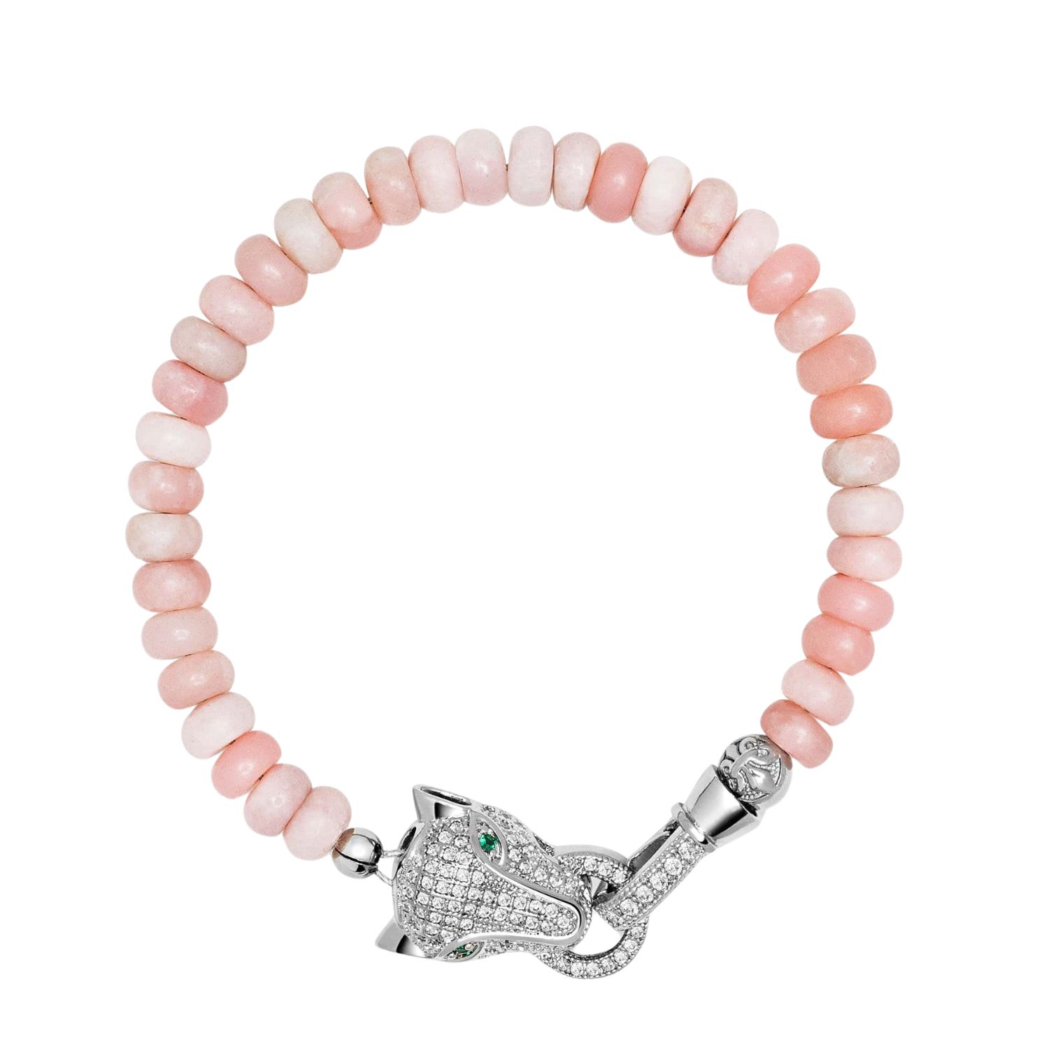 Pink Opal Bracelet With Panther Head
