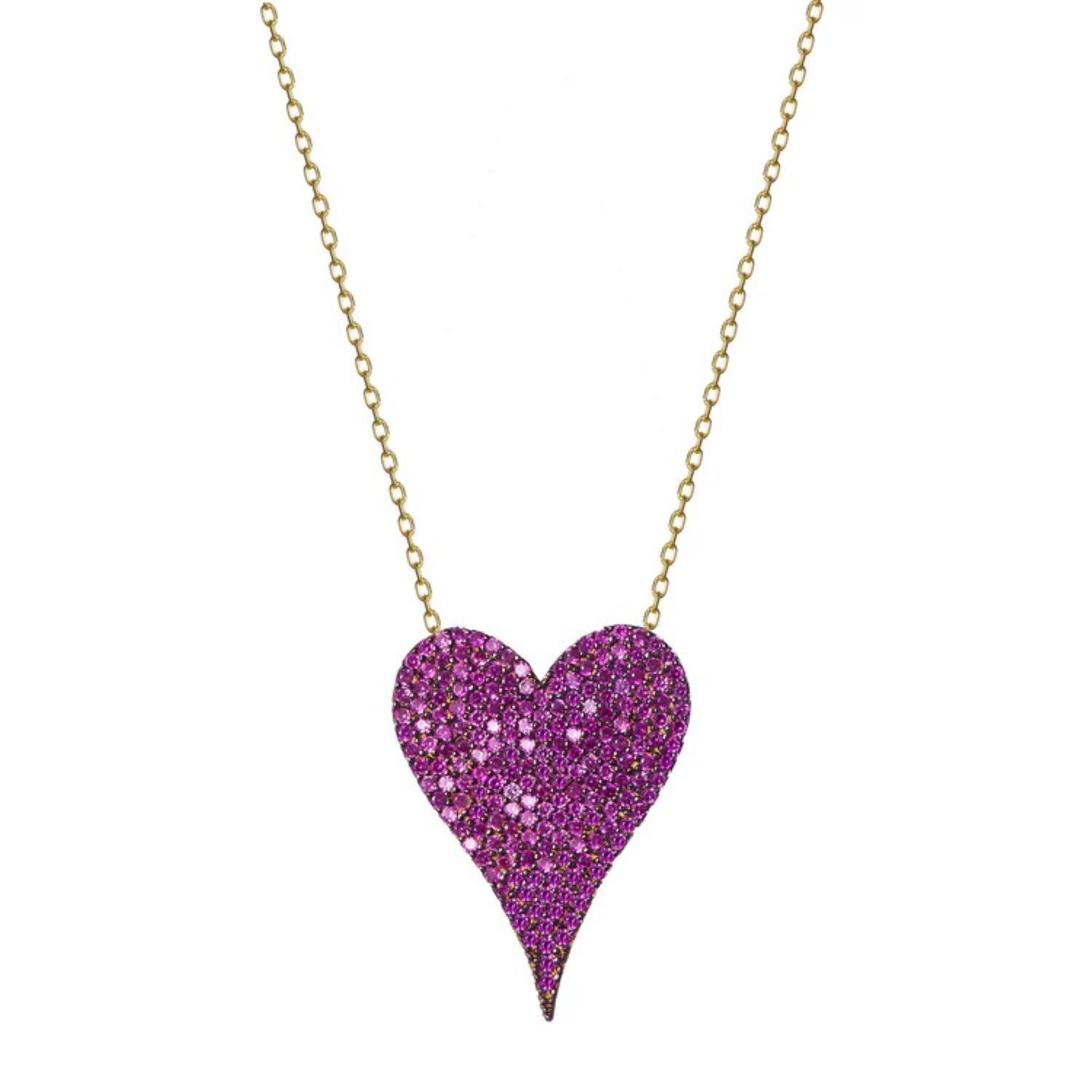 Pink Pave Heart Necklace