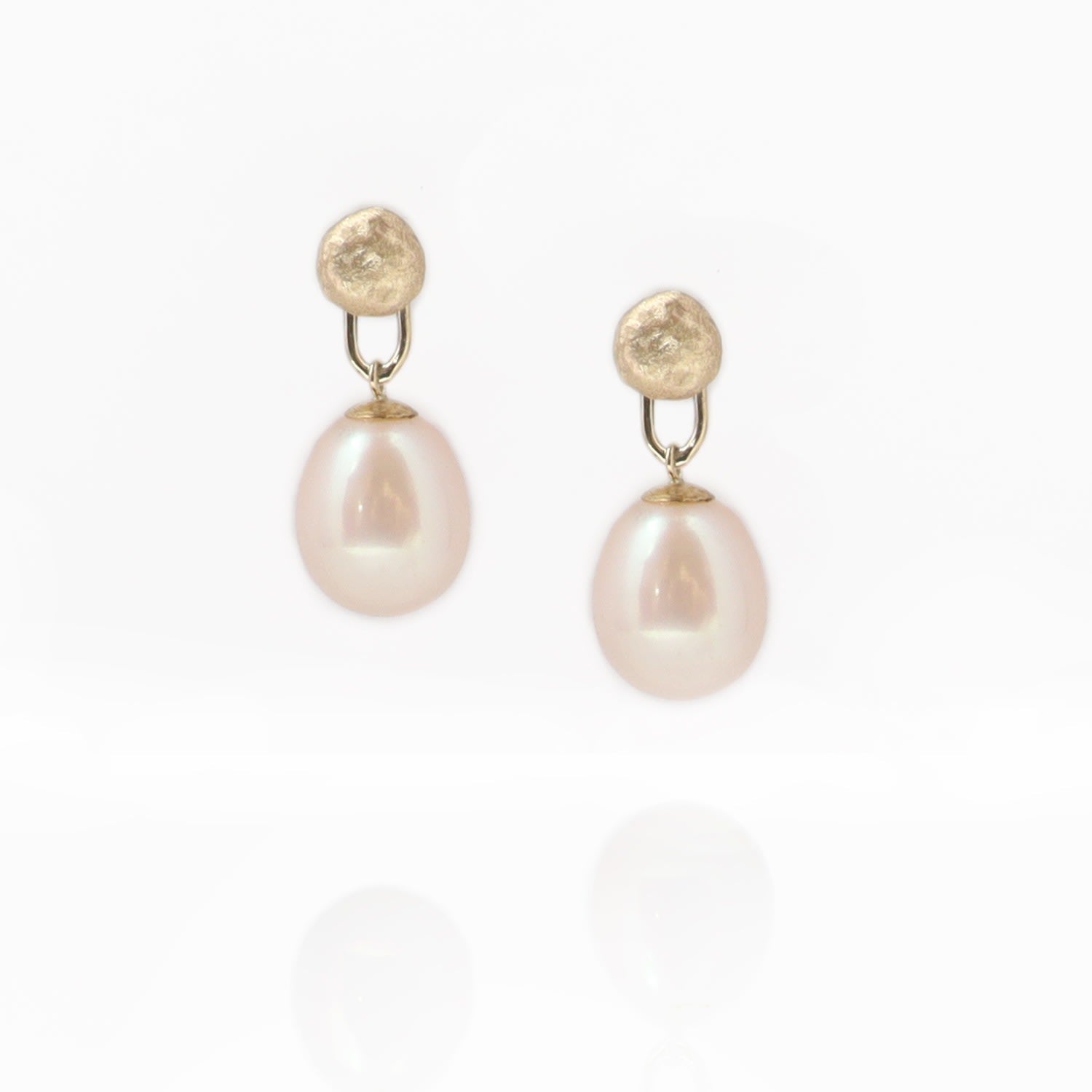 Pink Pearl Drop Detachable Gold Earrings
