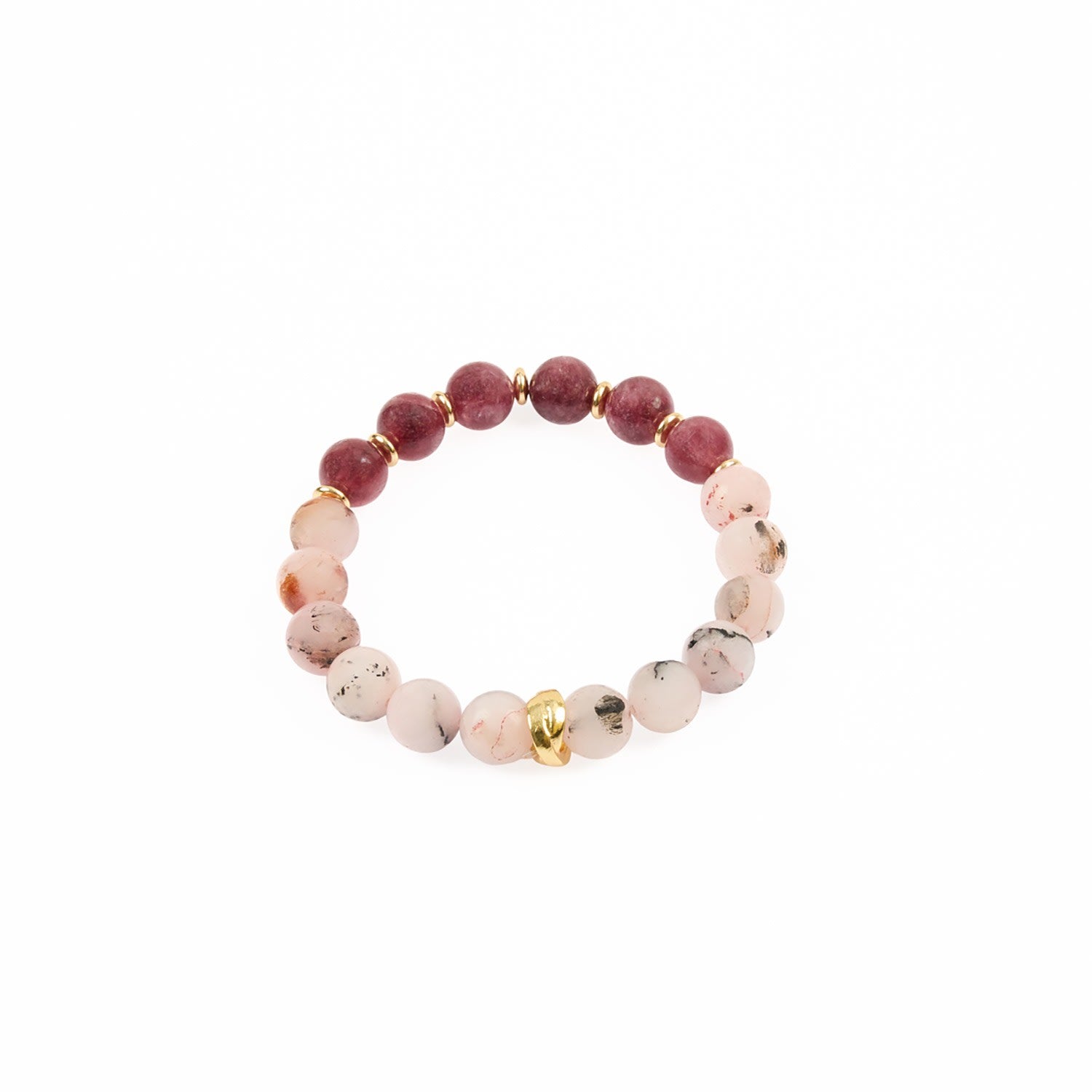 Pink Quartz & Pink Agate Beaded Bracelet