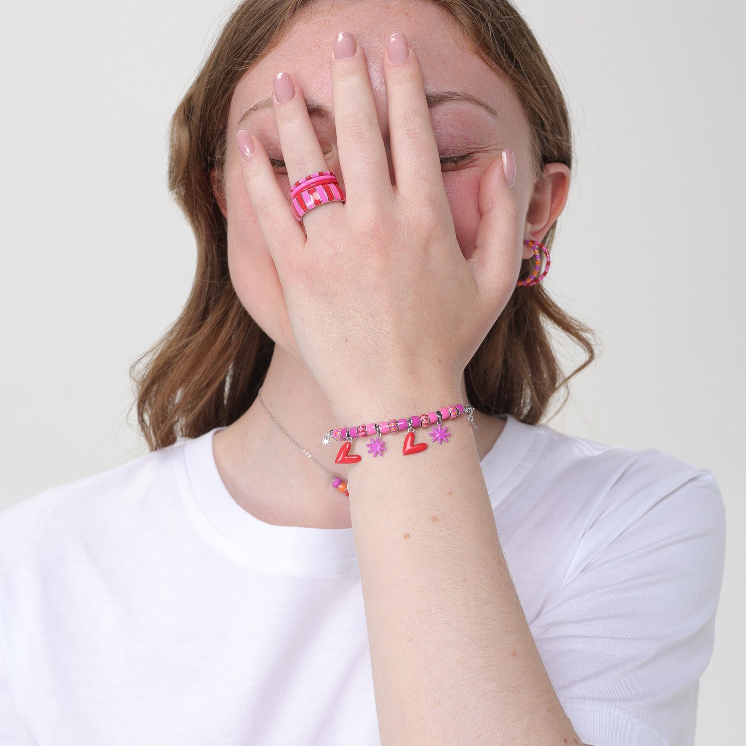 Pink & Red Thick Ring