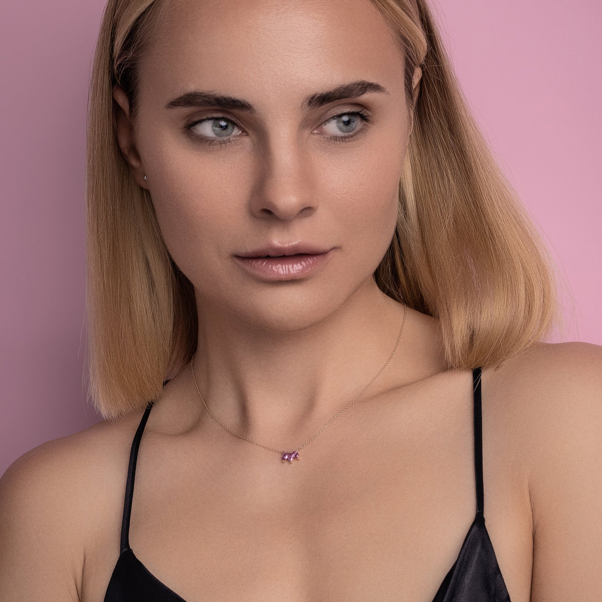 Pink Sapphire Marquise Necklace