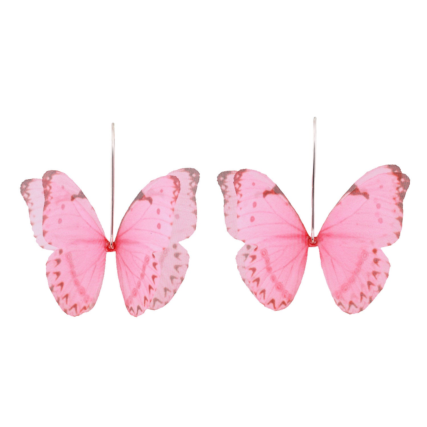 Pink Silk Butterfly Earrings Silk Wings Fairy Jewelry