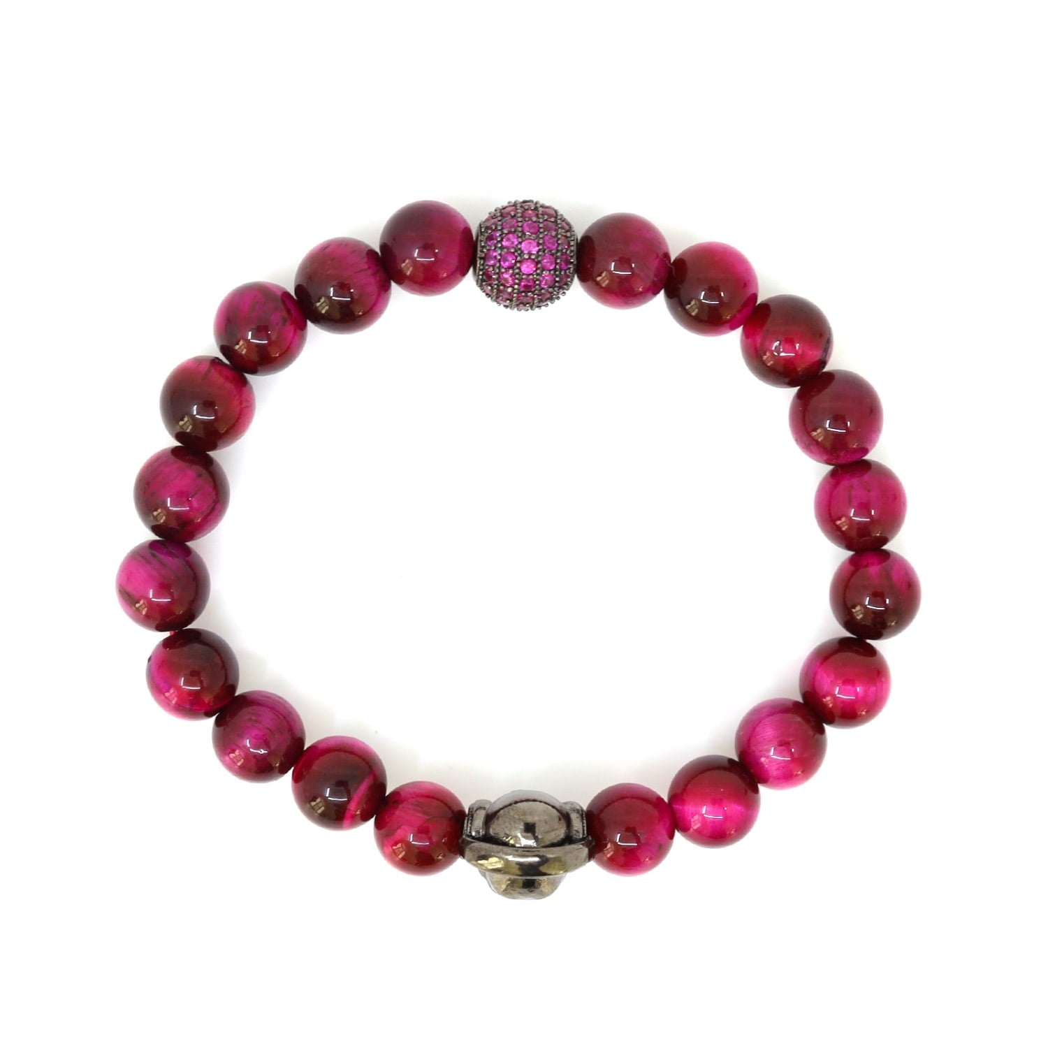 Pink Tiger's Eye & Skull Bracelet