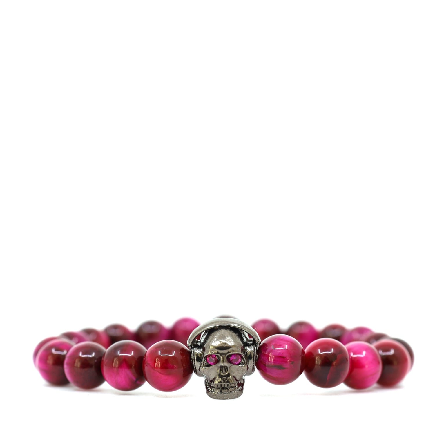 Pink Tiger's Eye & Skull Bracelet
