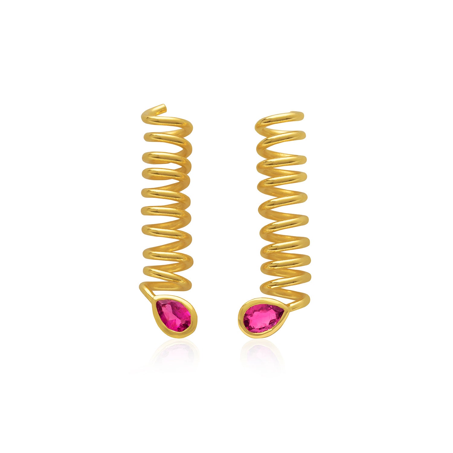 Pink Tourmaline Curl Drop Earrings