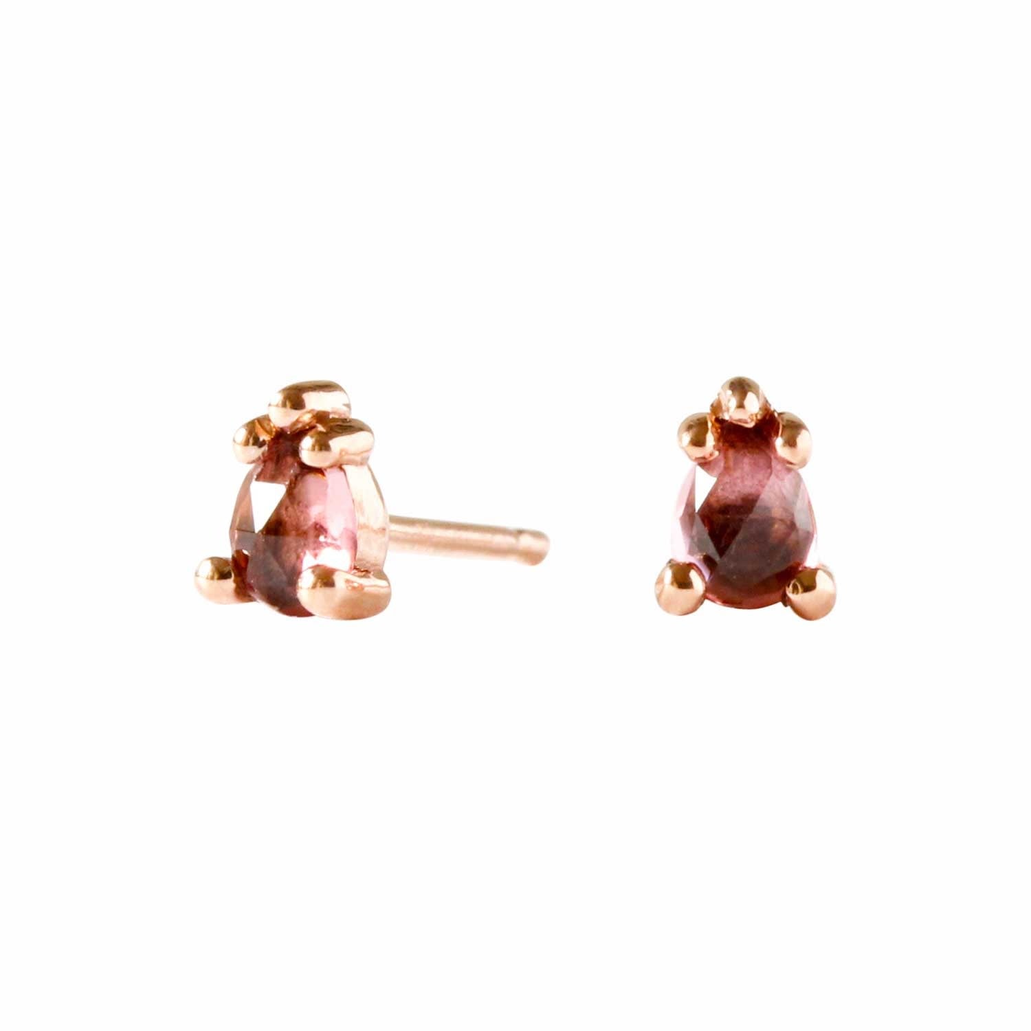 Pink Tourmaline Earrings - Rose Gold