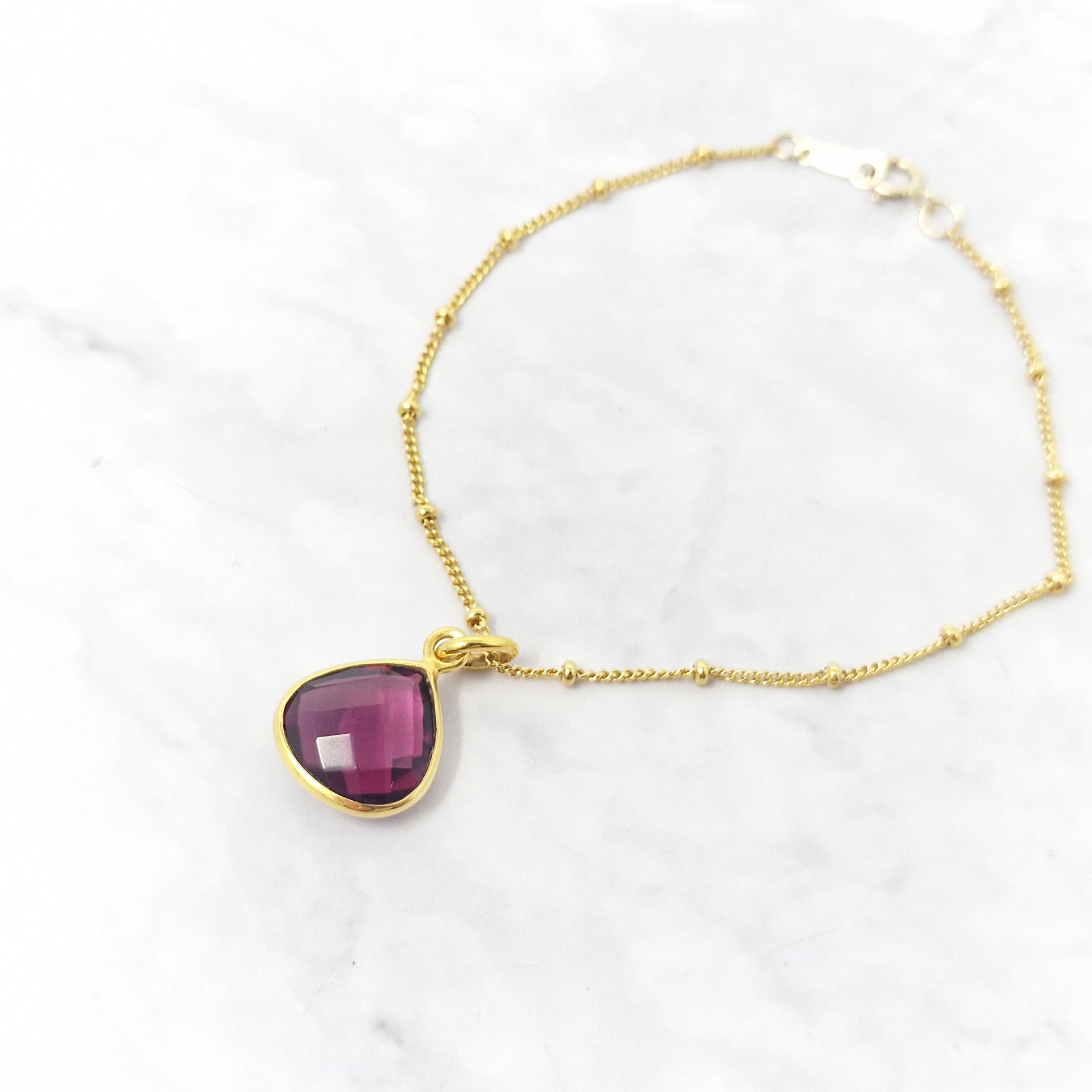 Pink Tourmaline Gold Plated October Birthstone Crystal Bracelet