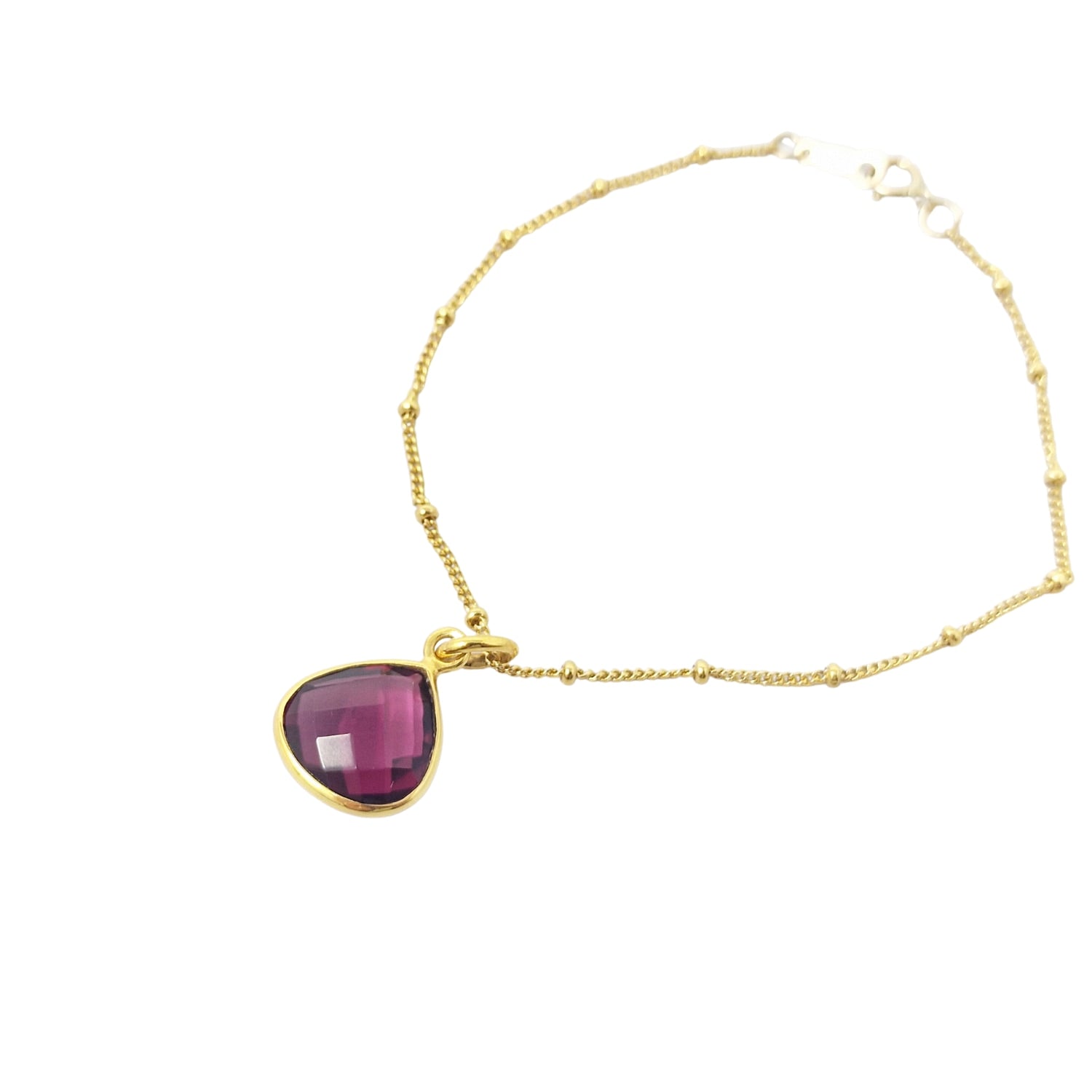 Pink Tourmaline Gold Plated October Birthstone Crystal Bracelet