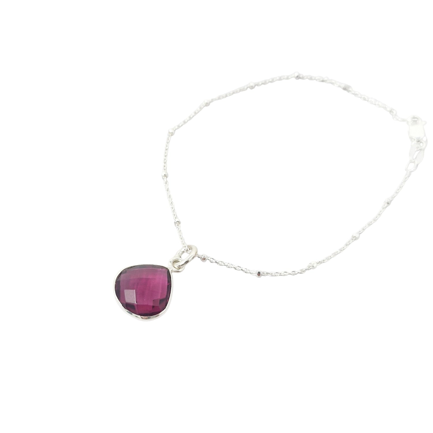 Pink Tourmaline October Birthstone Silver Fine Bracelet