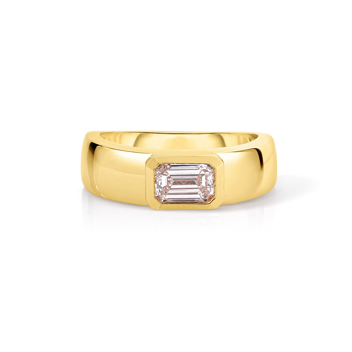 Bezel Emerald Cut Pink Lab Diamond Ring