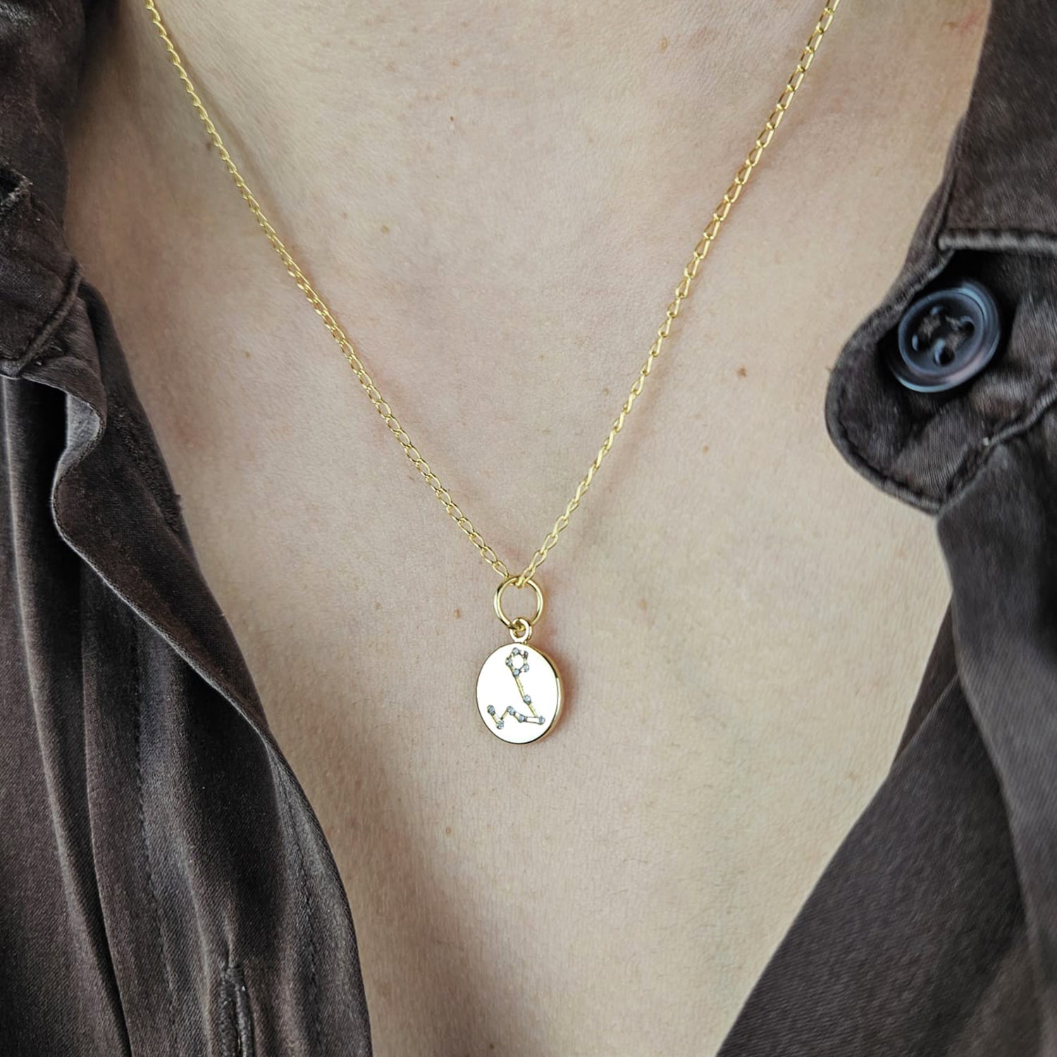 Pisces Gold Plated Constellation Star Map Pendant Charm Necklace