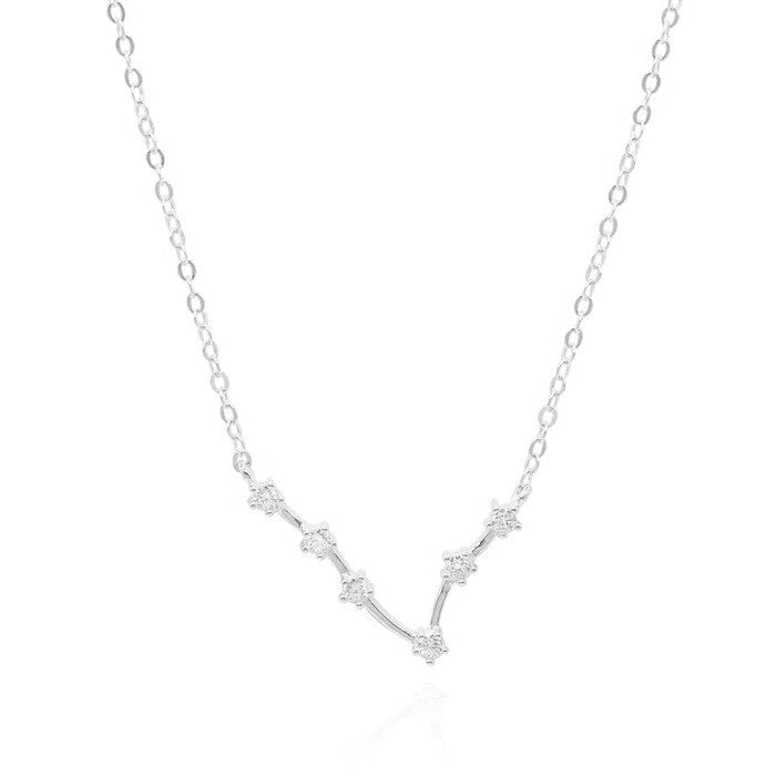 Pisces Zodiac Constellation Necklace In Silver