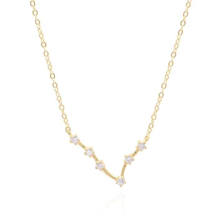 Pisces Zodiac Constellation Necklace In Gold