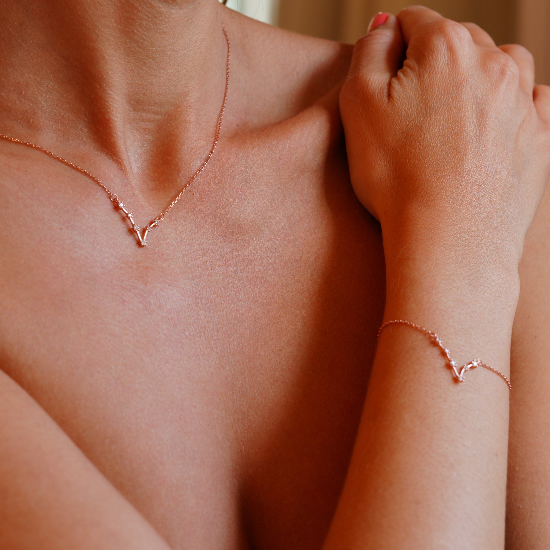 Pisces Zodiac Constellation Necklace In Gold