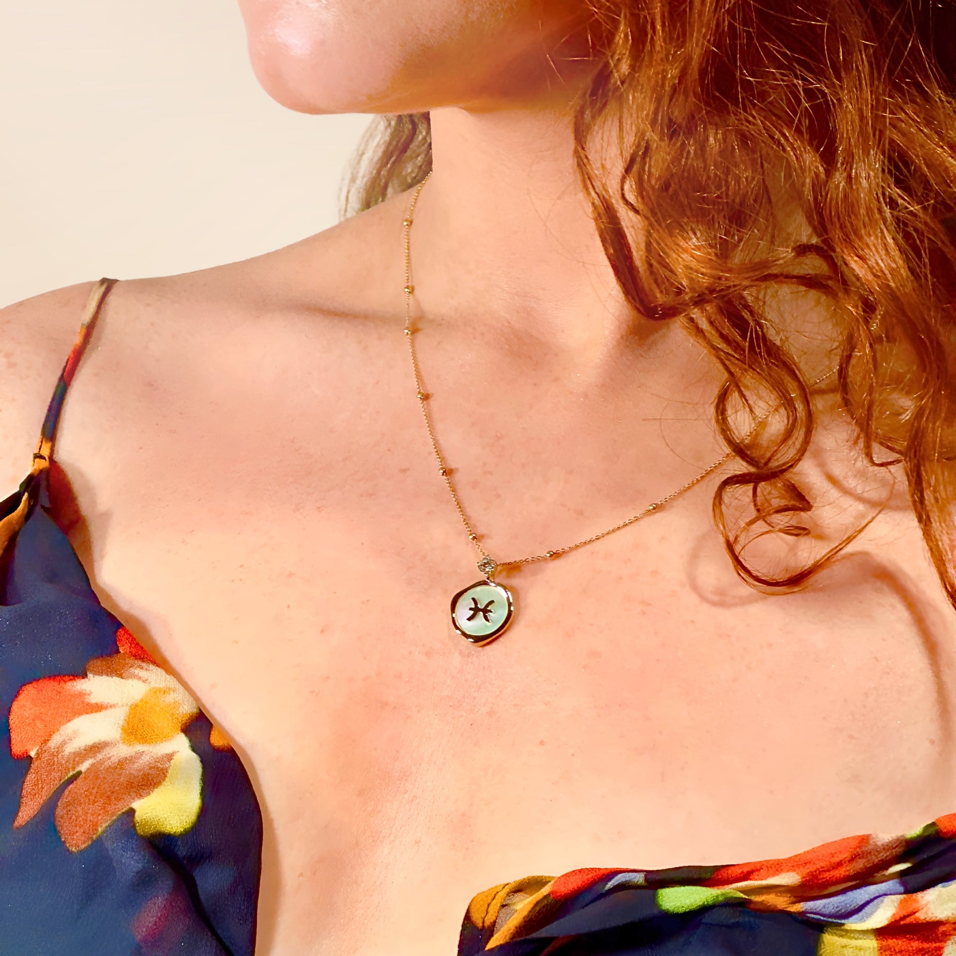 Pisces Zodiac Necklace - Lab Grown Diamond Necklace In Gold Vermeil