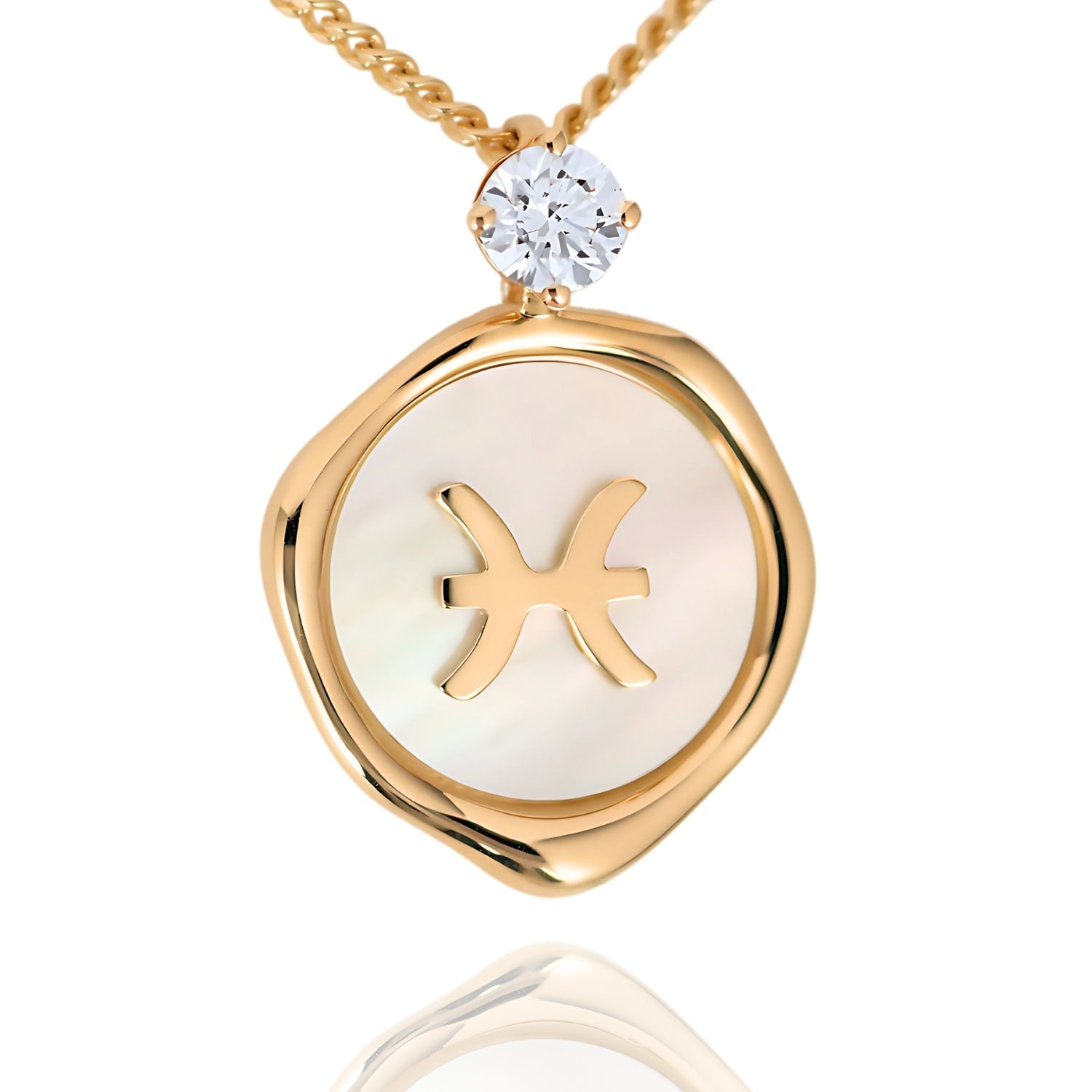 Pisces Zodiac Necklace - Lab Grown Diamond Necklace In Gold Vermeil
