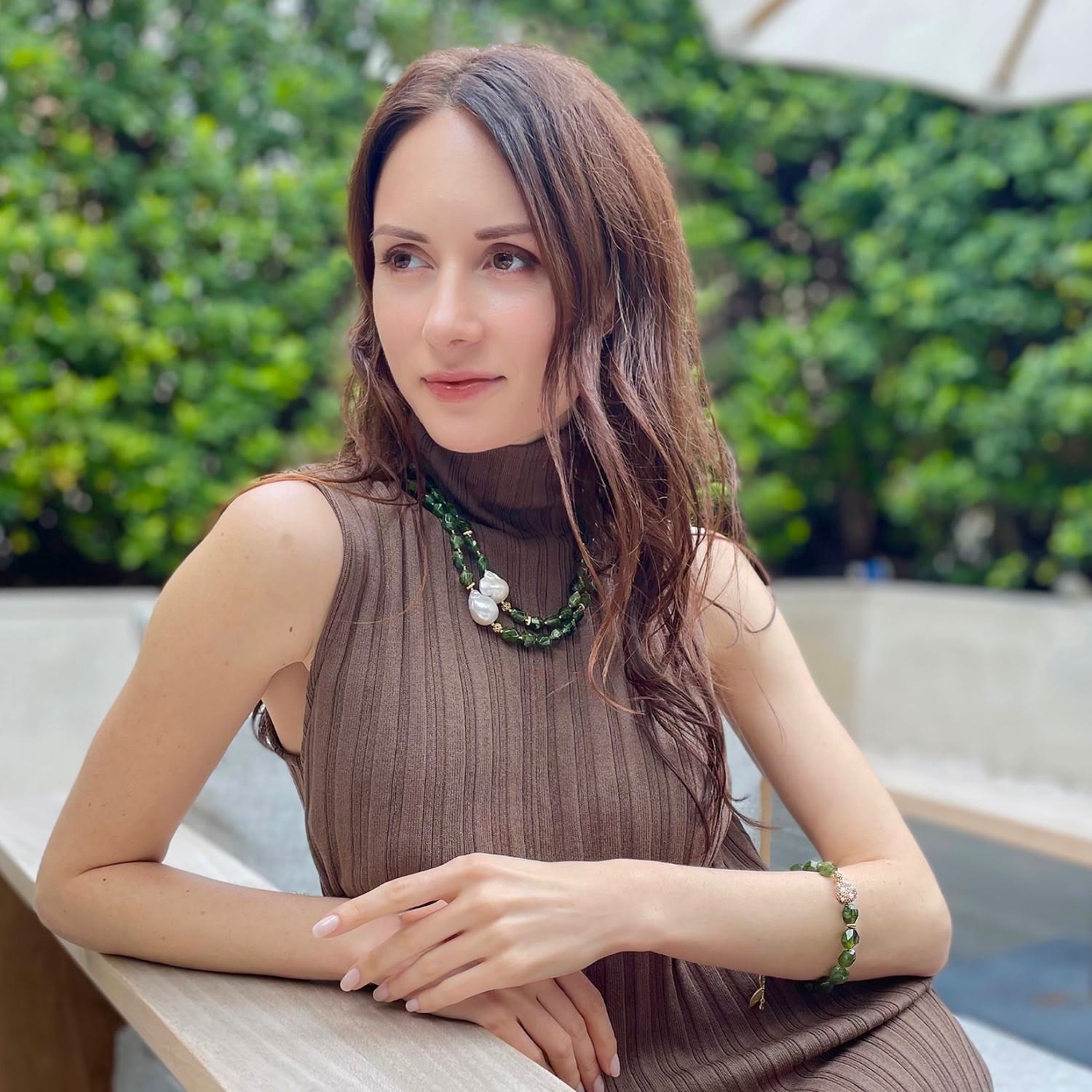 Natural Diopside Double Strands With Baroque Double Strands Necklace