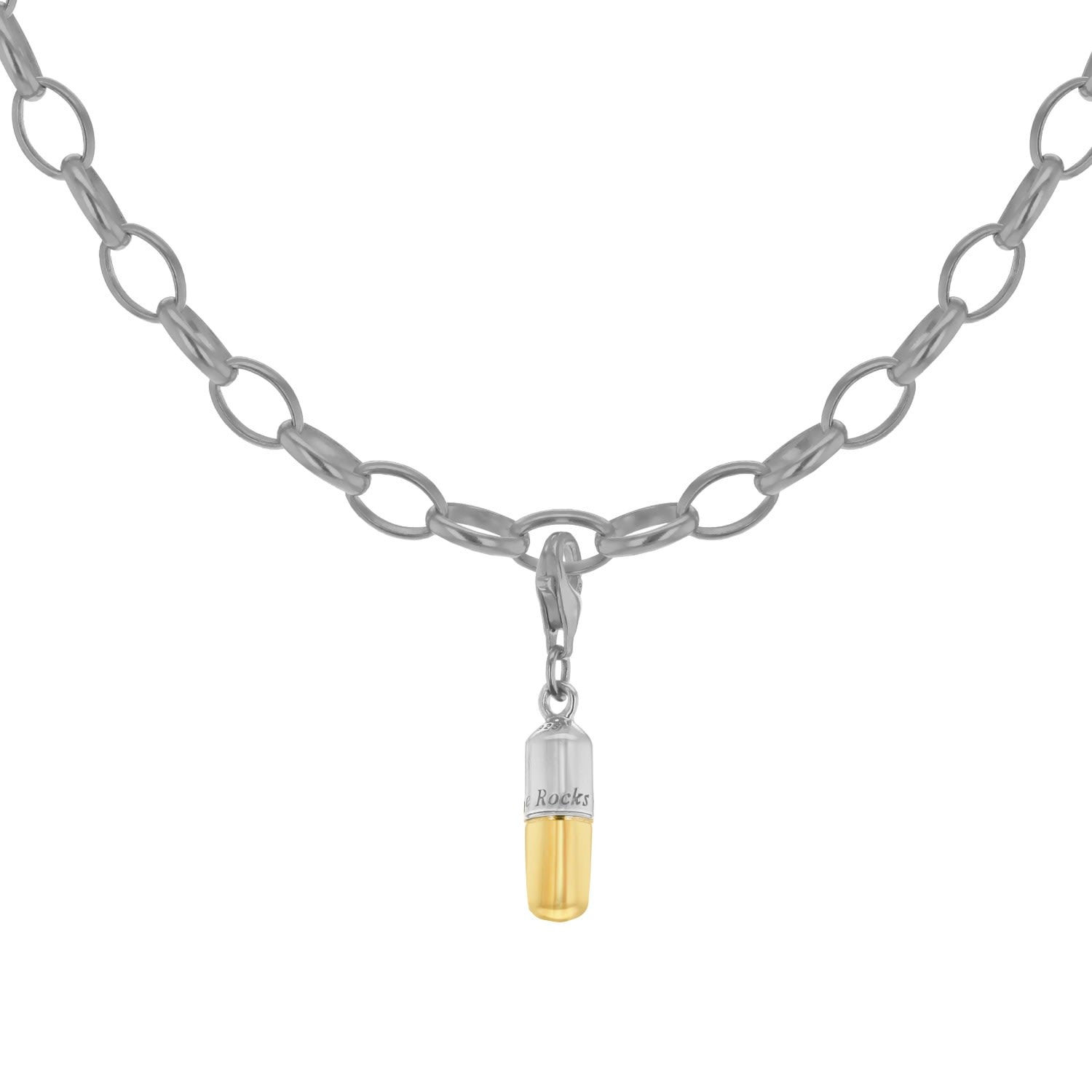 Belcher Charm Necklace Rhodium Plated