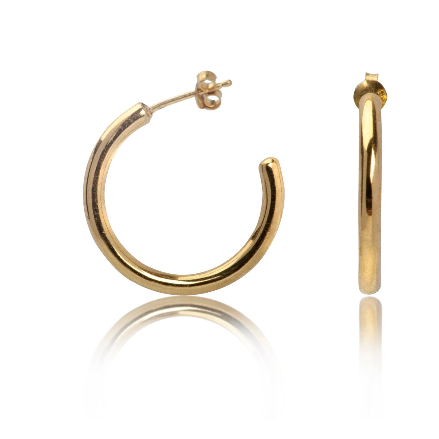 Plain Open Hoops Stud Earrings In Gold Vermeil