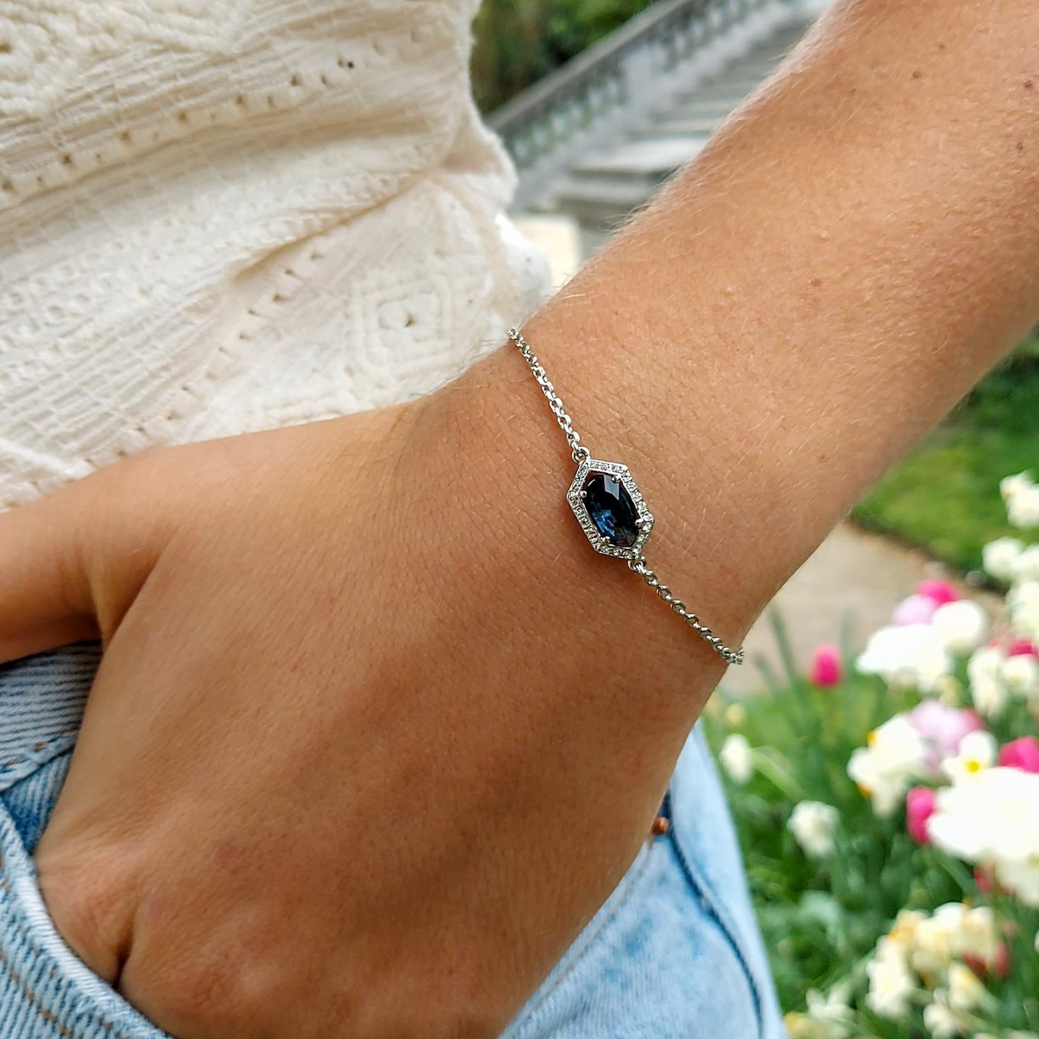 Platinum & Blue Crystal Bracelet, Series Jelly Beans