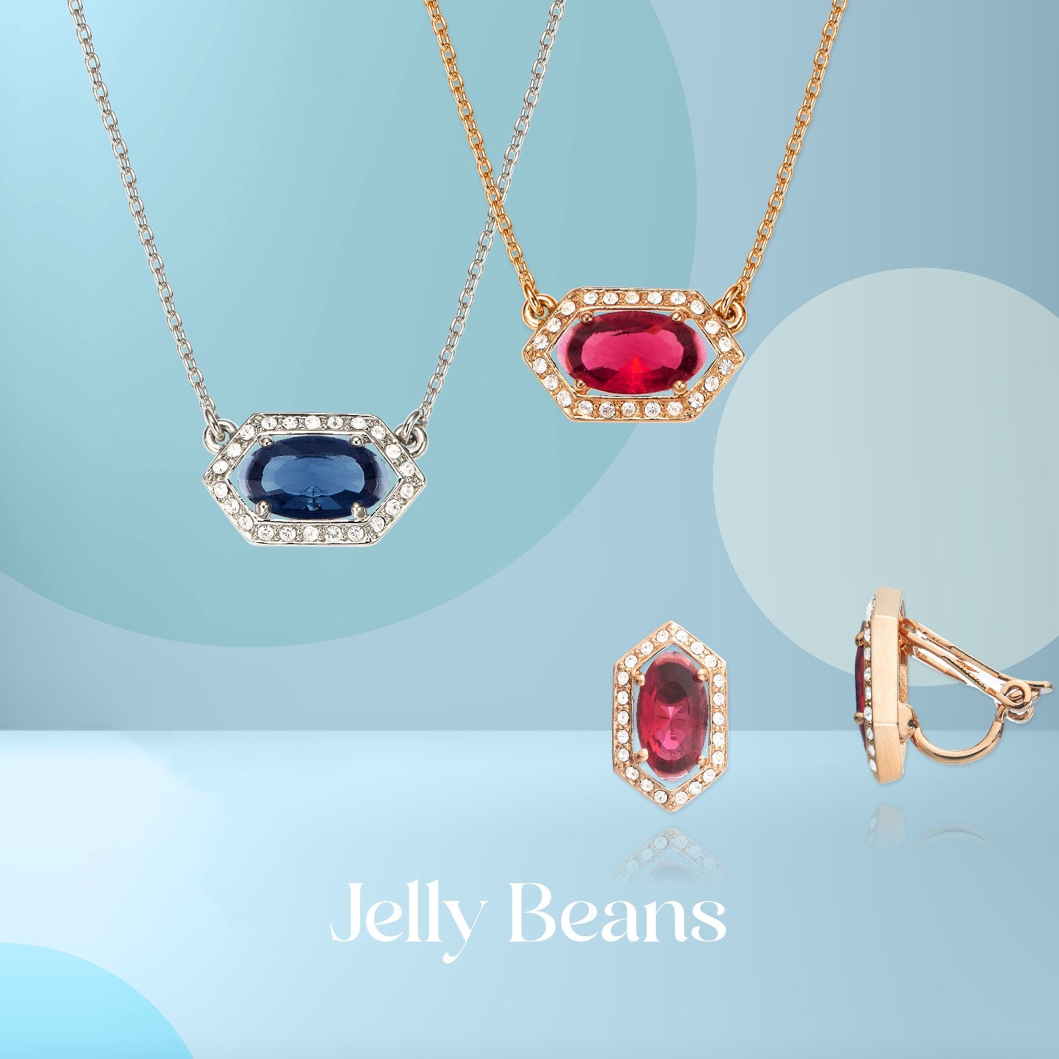 Platinum & Blue Crystal Necklace, Series Jelly Beans