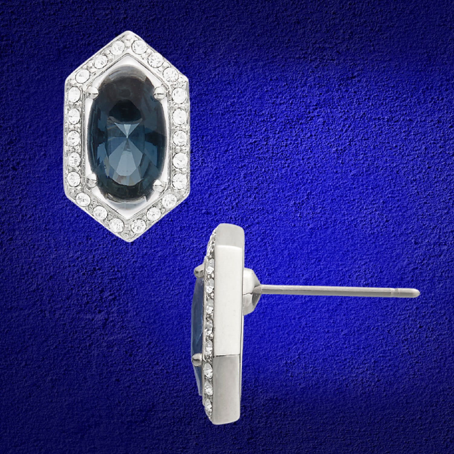 Platinum & Blue Crystal Earrings, Series Jelly Beans