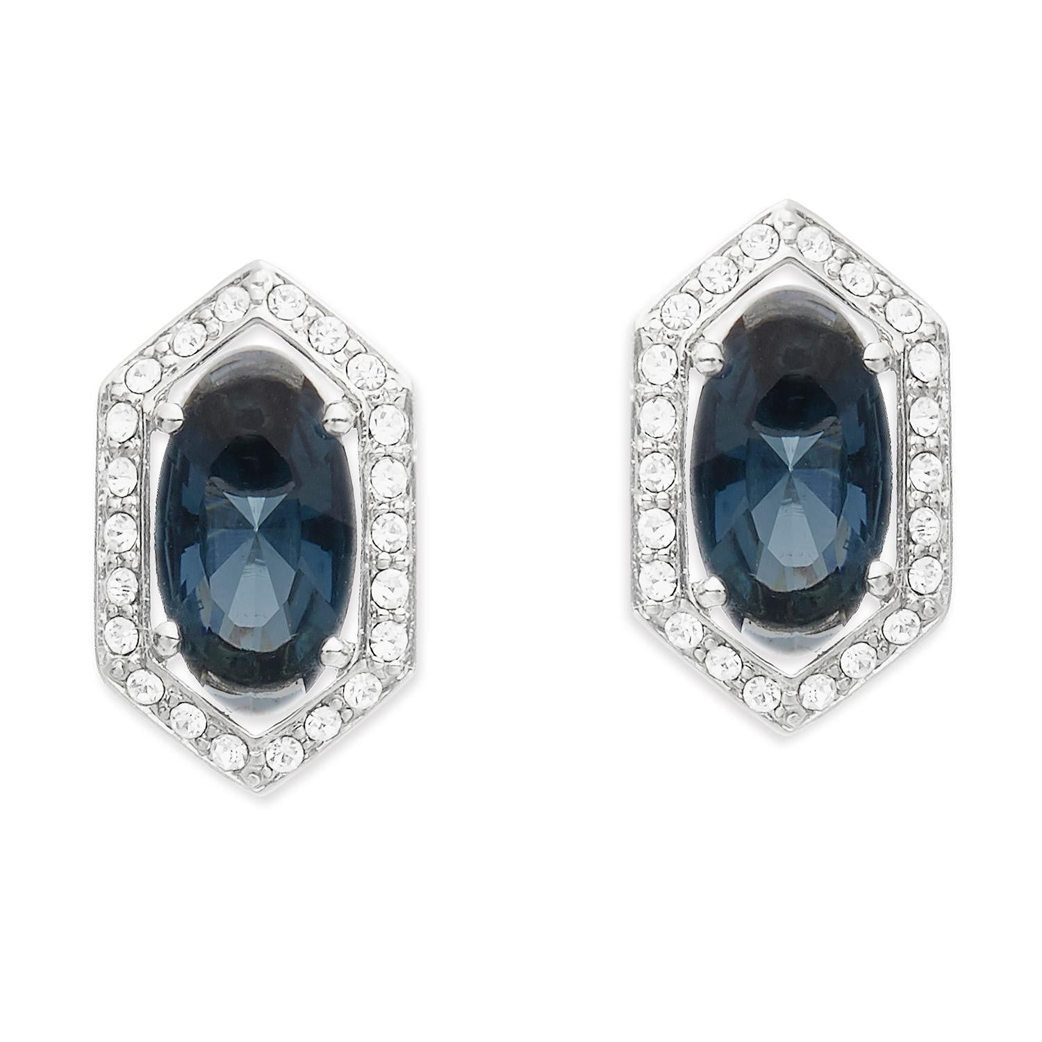 Platinum & Blue Crystal Earrings, Series Jelly Beans